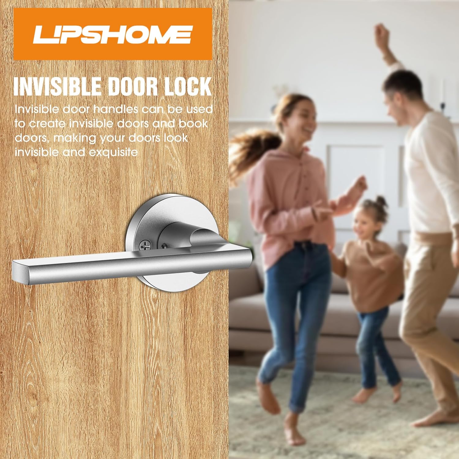 Magnetic Auto-Lock Invisible Door Lock - Single-Sided Hidden Design, Hidden Handle & Mini Keyhole, Aluminum Alloy for Bookshelf Doors/Invisible Doors/Secret Rooms (1, Silver)