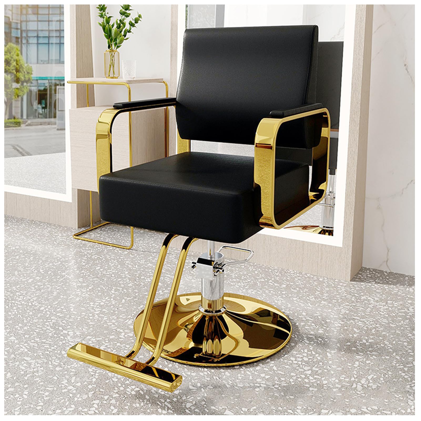 OZBMA Salon Chair for Hair Stylist, Chairs with Adjustable Hydraulic Pump, Stylist 360 Degrees Swivel Beauty Equipment,Black,B (Black A)