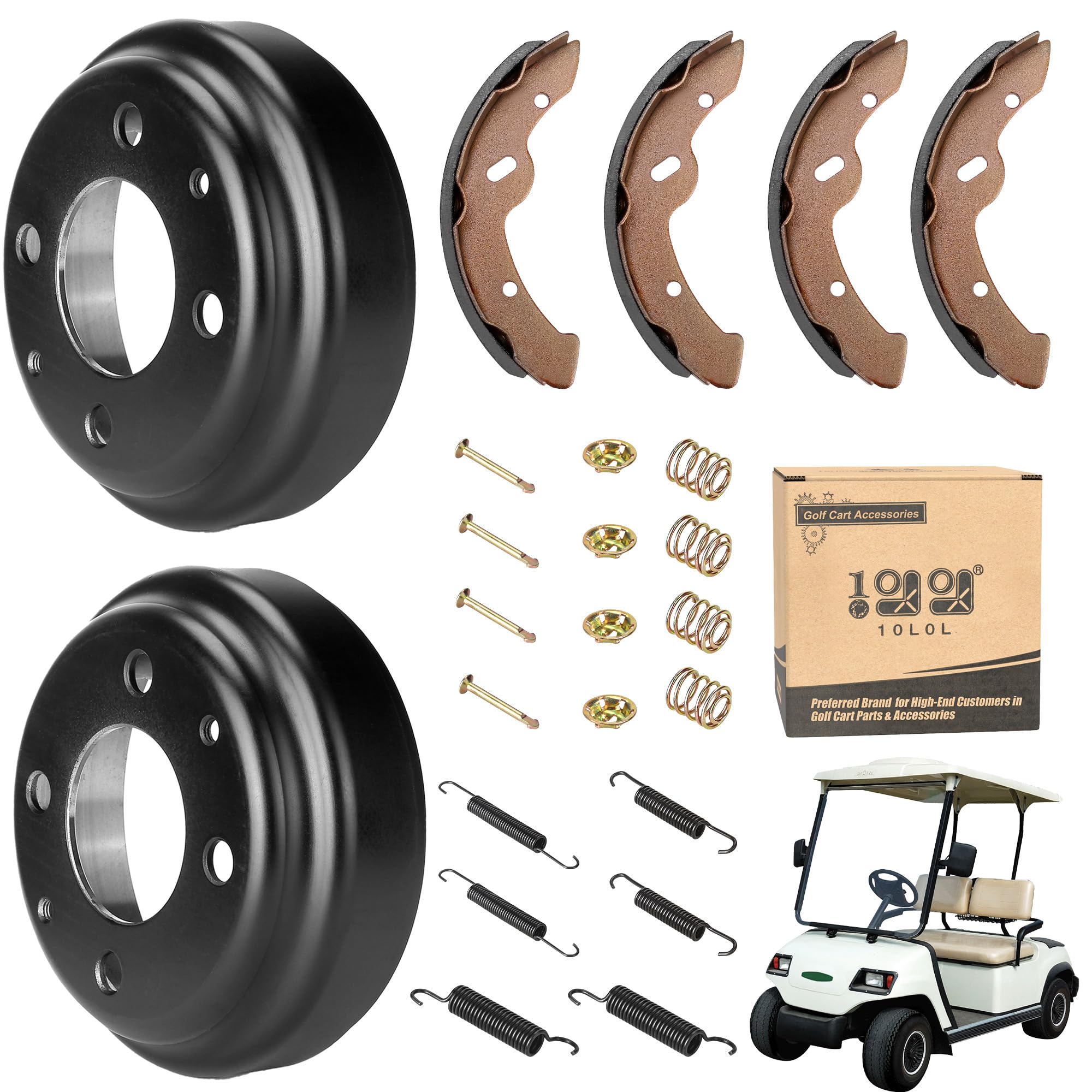 10L0L Yamaha Golf Cart Brake Repair Kit, Brake Hub Drums & Shoes & Spring kit fit Yamaha G14, G16, G19, G22 G&E 1994-2006 Models,OEM JU0-G6521-00-00, JN6-F5331-01-00, JN3-F5331-00