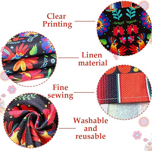 Miniatura 3 de 6pcs Linen Mexican Fiesta Table Runner Decoration 72×13inch Long Cinco De Mayo Dia De Los Muertos Runners Farmhouse Runner Day of The Dead Decor and