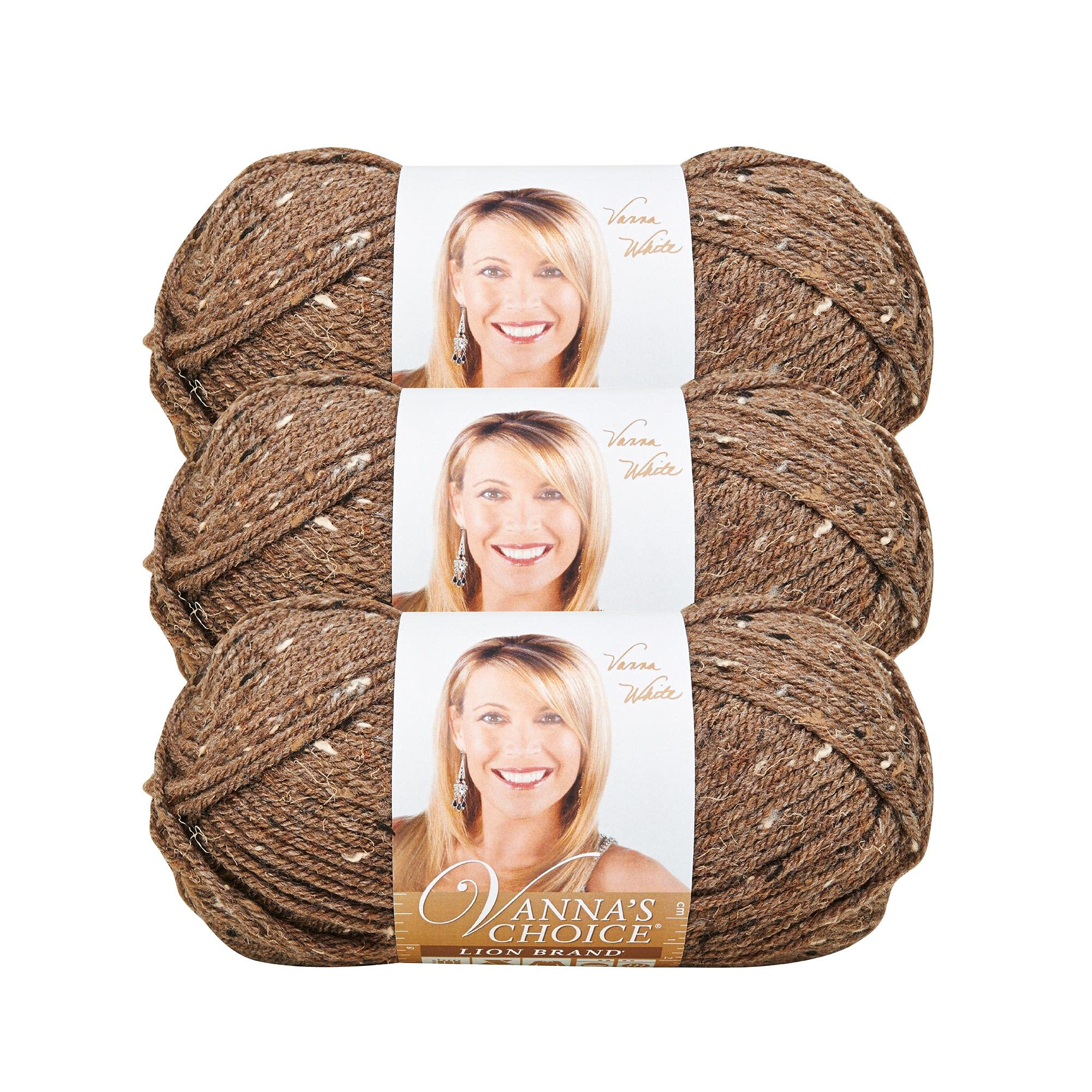 Lion Brand Yarn, Vanna’s Choice Premium Soft Yarn for Crocheting, Knitting, and Crafts, Barley, 3 Pack