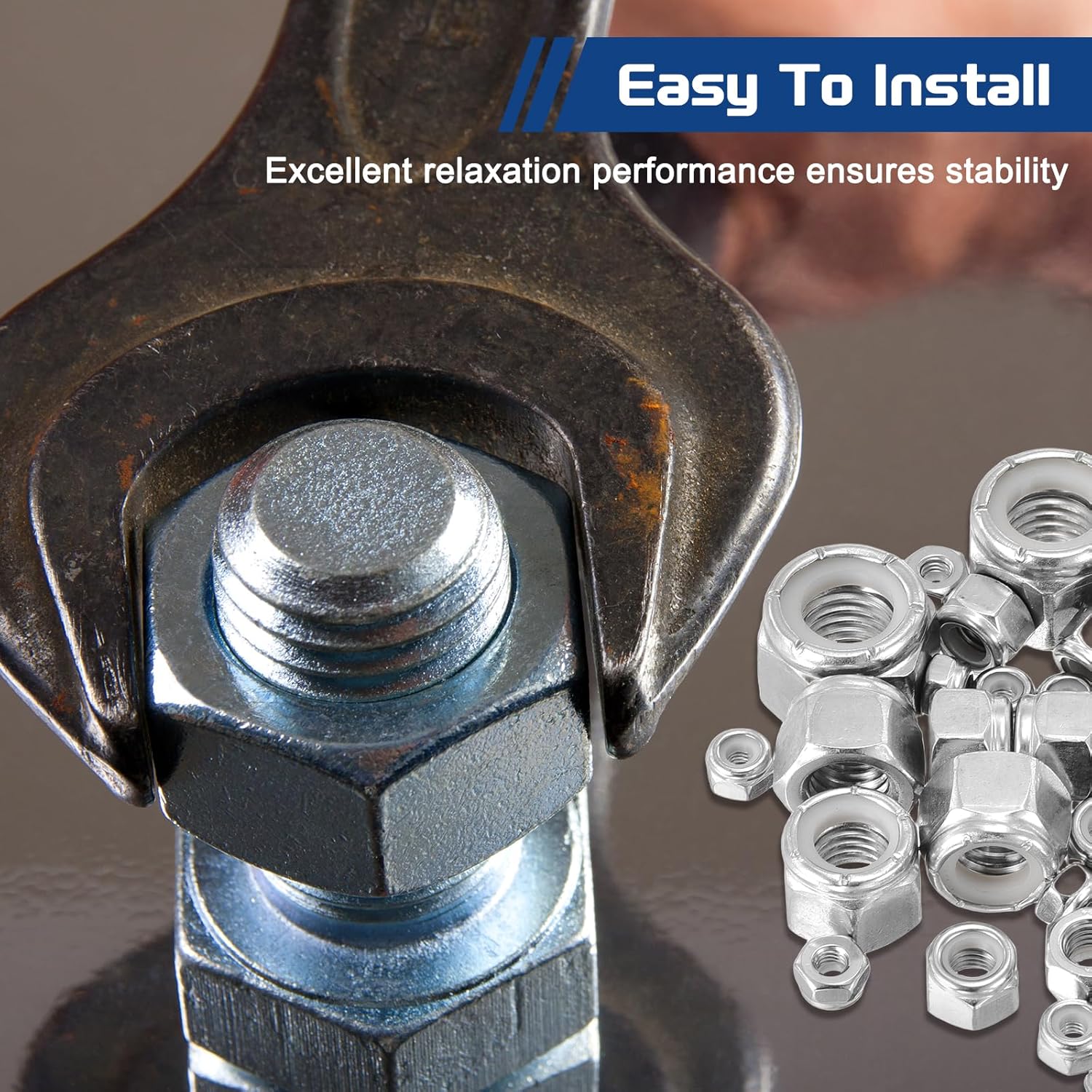 50Pcs Nylon Locking Hex Nuts - [3/8"-24], 304 Stainless Steel Hardware Nuts, Silver, for Automotive, Aerospace, Industrial Applications Use