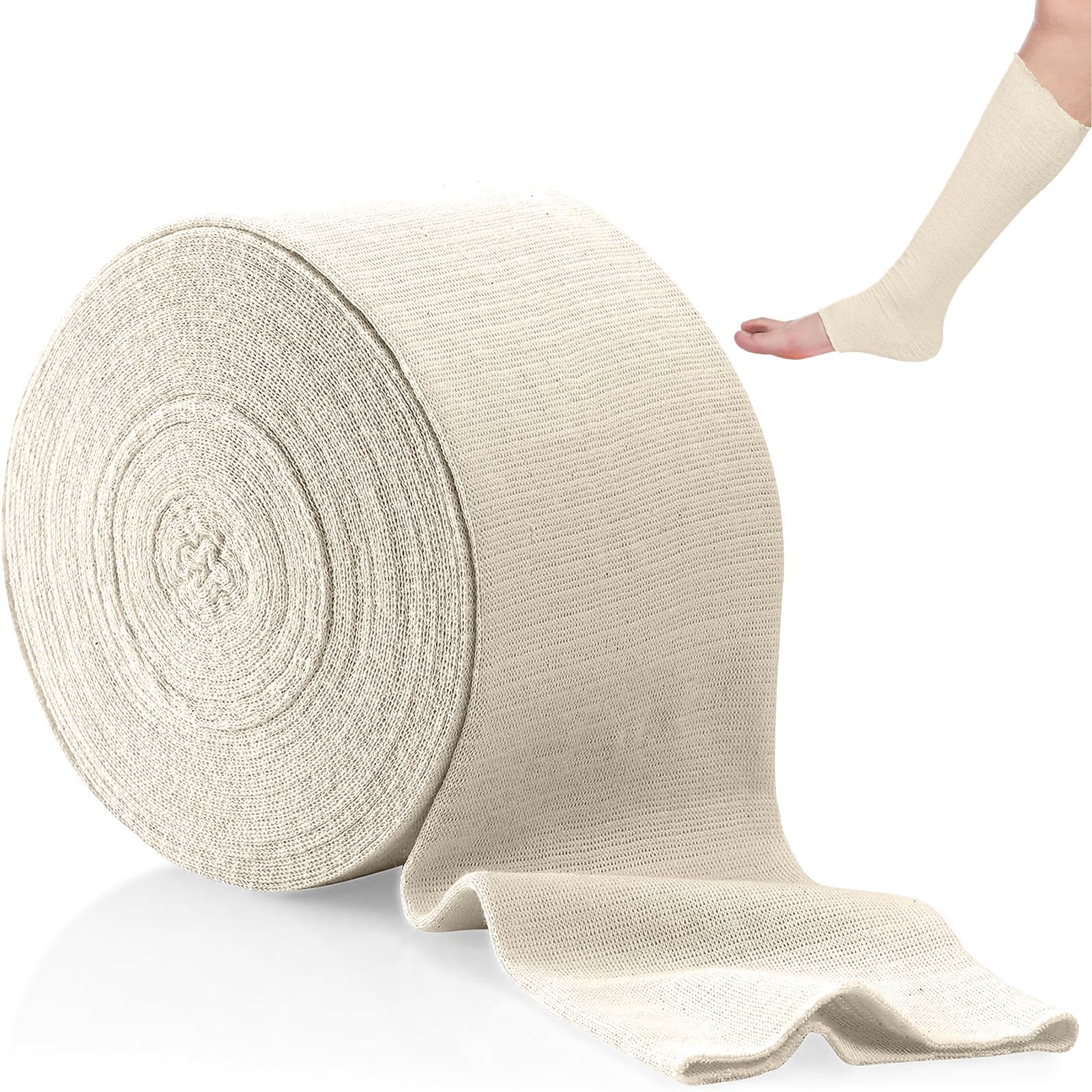 Vendas Tubulares 7.5cm x 10m, Vendaje Soporte Elástico Brazo y Piernas, Rollo Gasa de Algodón Fundido Tubular Compresión, Bandage Manga Transpirable para Rodilla, Brazos, Tobillo, Pierna, Muñeca