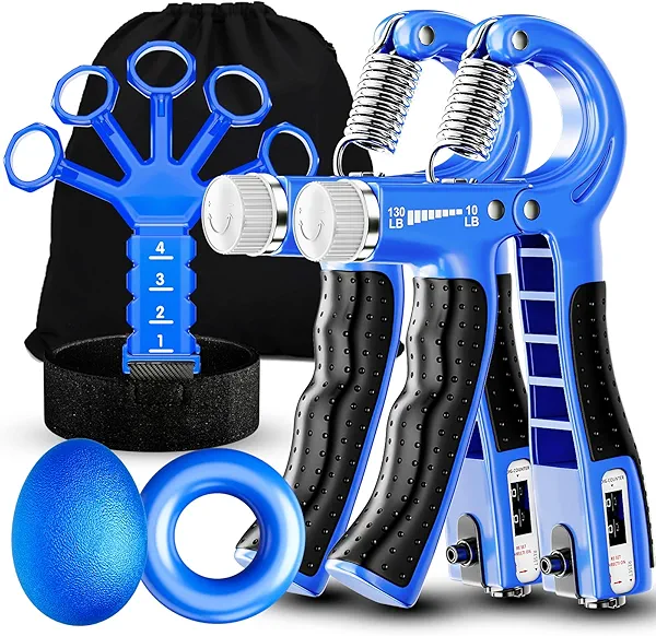 ACOTANT Grip Strength Trainer(5 Pack) with Finger Exerciser, Hand Grip Strengthener, Finger Stretcher,Grip Ring & Stress Relief Ball for Muscle Building and Injury Recover with Carry Bag