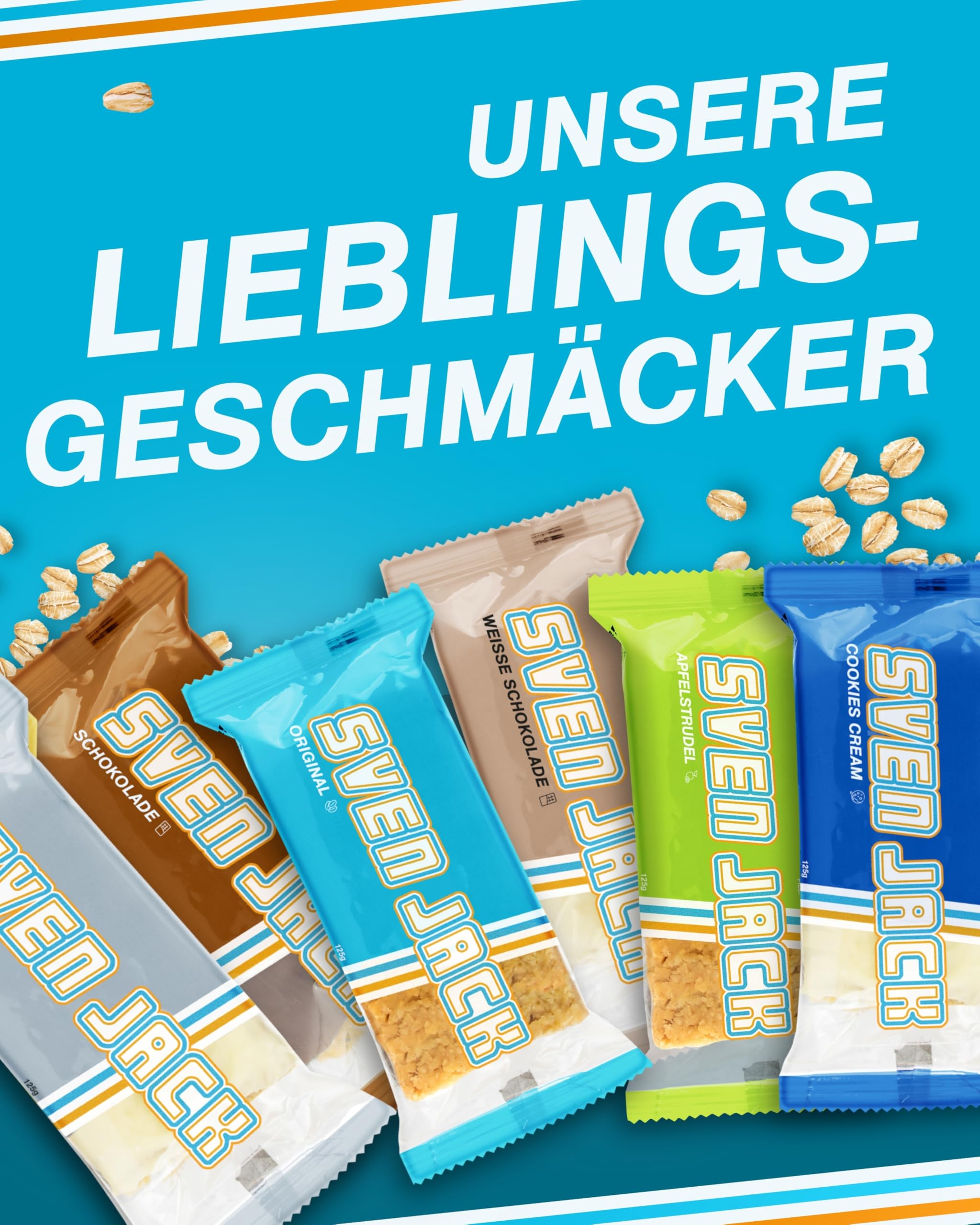 Sven Jack (Energy Cake) BEST OF Haferriegel Mix Box 24x 125g I Original Haferflocken Energieriegel I Vegane Haferriegel I Langkettige Kohlenhydrate & wenig Zucker I Fitness Riegel I Müsliriegel