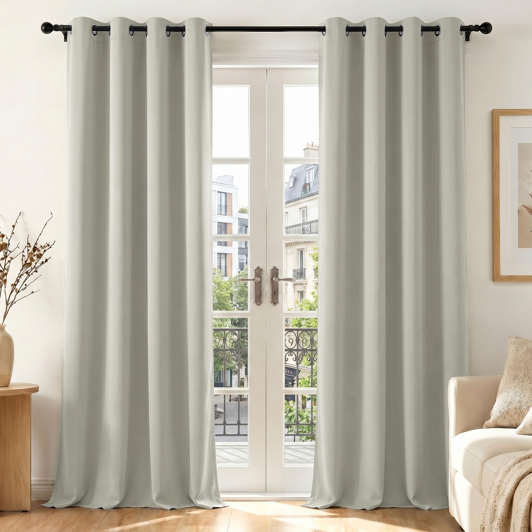 Deconovo Tende Oscuranti per Interni con Occhielli, 2 Pannelli 140x260 cm, Tende Termiche Isolanti per Camera da Letto e Soggiorno, Drappeggio Morbido ed Elegante, Tortora Chiaro