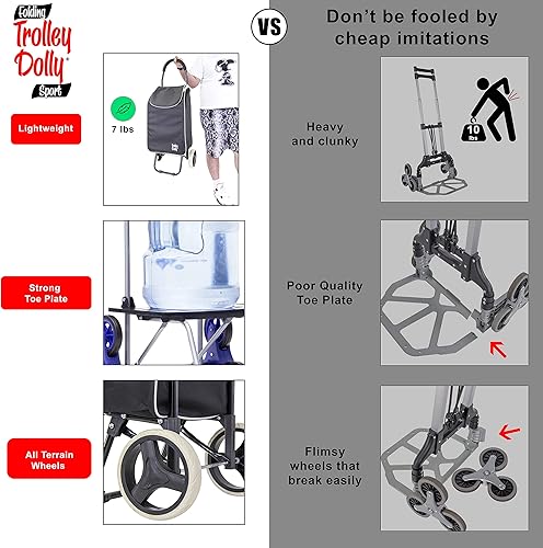 Miniatura 4 de dbest products Trolley Dolly Sport – Foldable Grocery Cart on Wheels – Multi Use Rolling Cart with Removable Bag and Hand Truck Dolly Function, Black