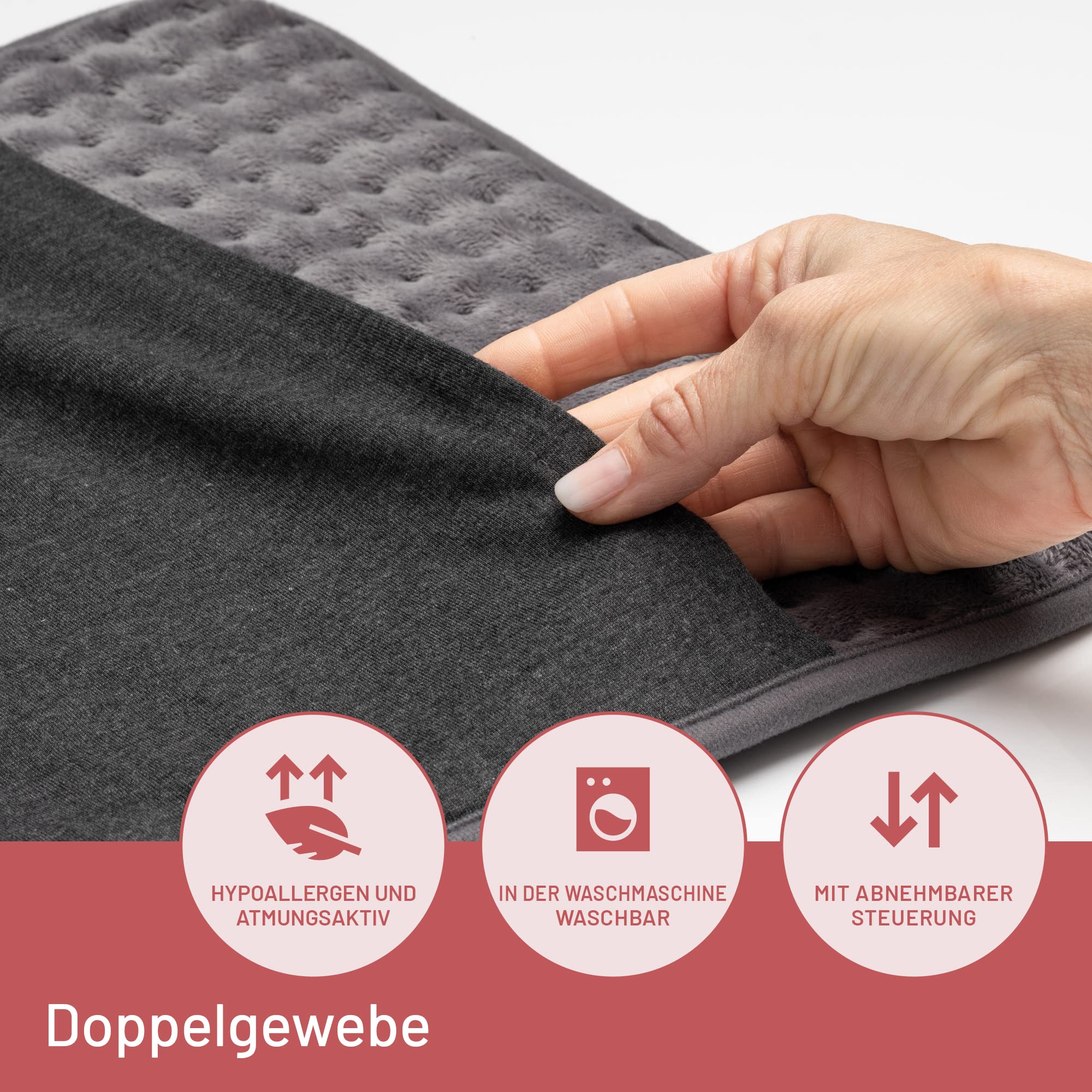 Imetec Intellisense Comfort, Mehrzweck-Heizkissen, ideal für Rücken und Bauch, Tasche für die Hände, schnelles Erhitzen, hypoallergener Stoff, 5 Temperaturen, Elektro-Block-Sicherheitssystem, waschbar