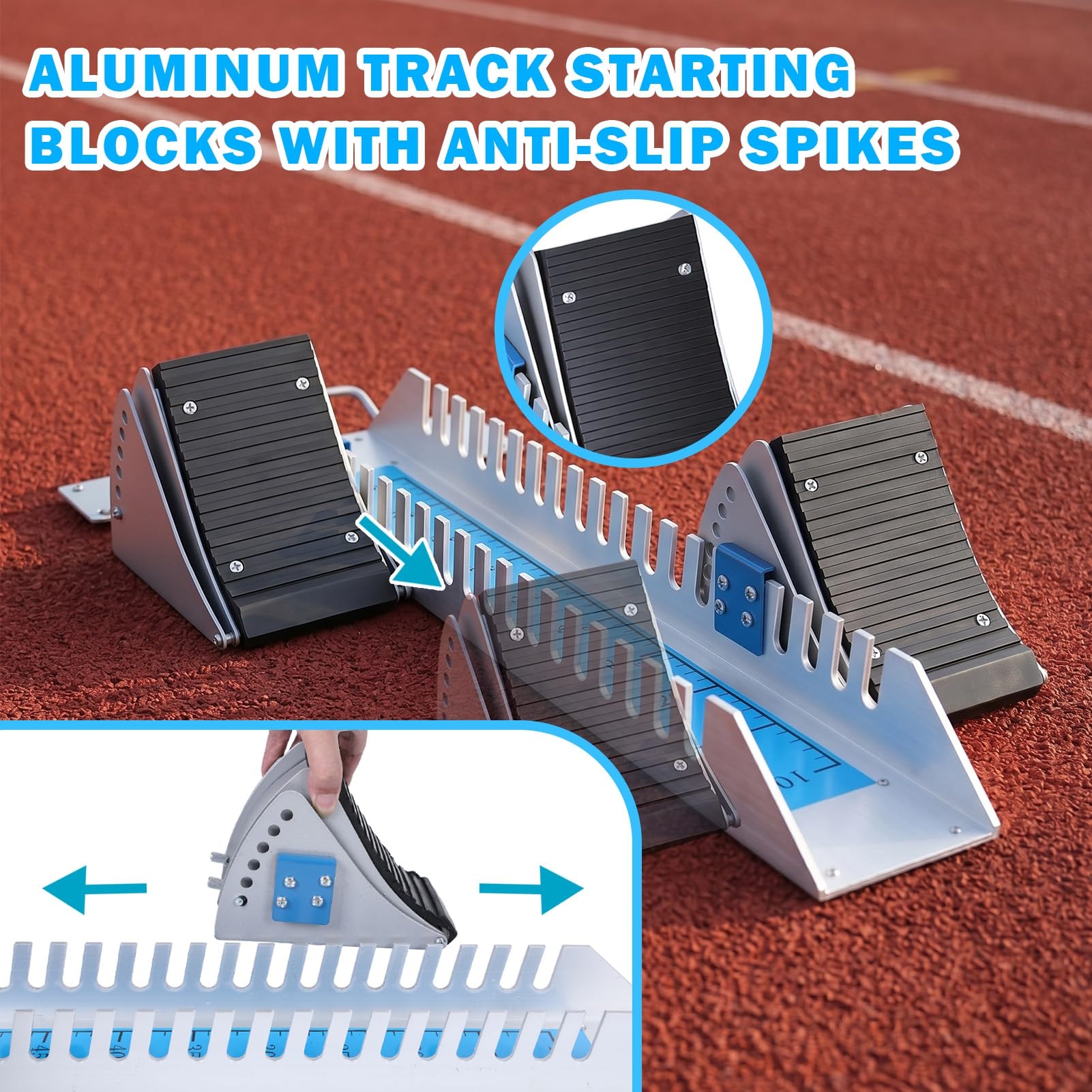 6-fach verstellbarer Startblock, Leichtathletik-Startgerät aus Aluminium