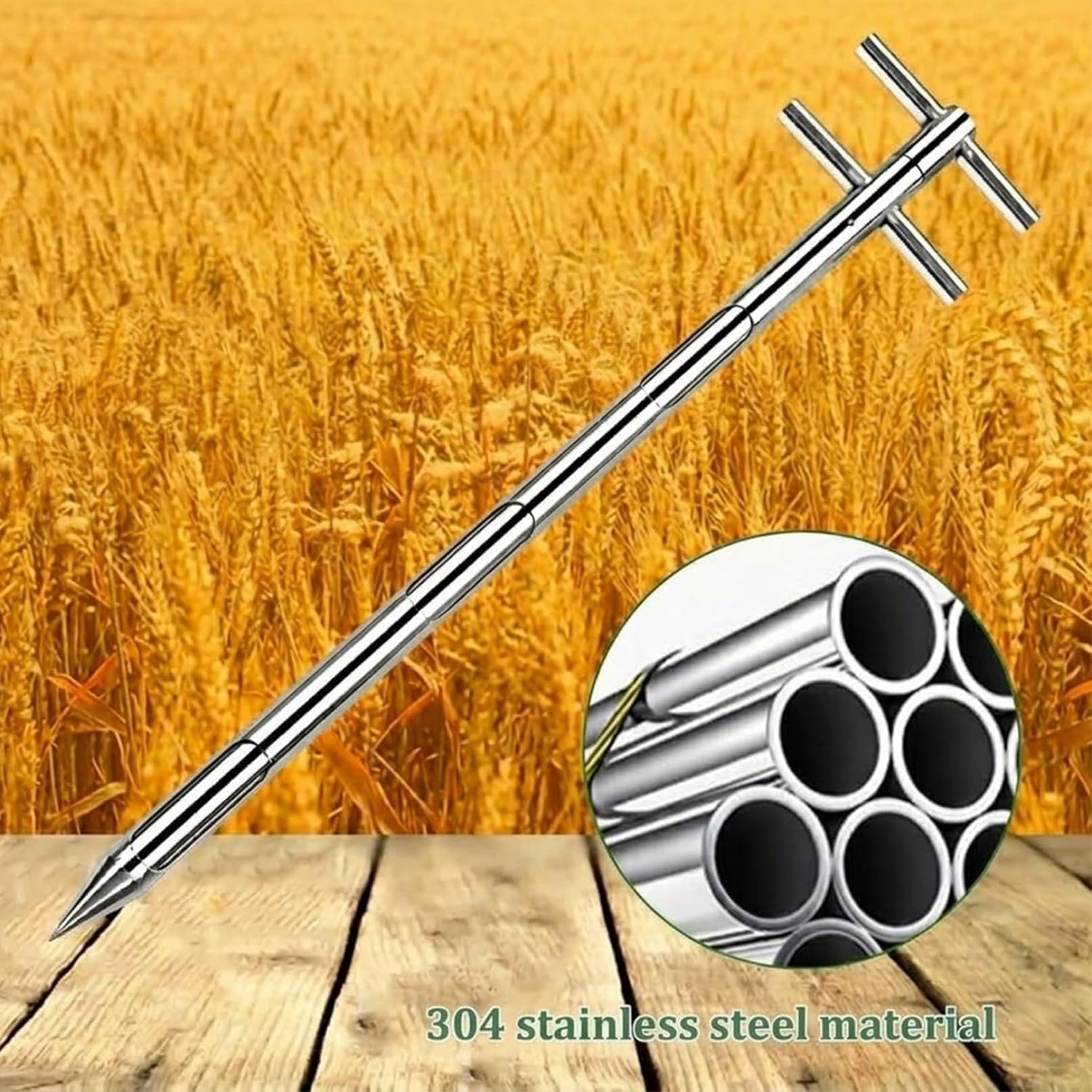 Sonda campionatore per Cereali, campionatore a sonda in Acciaio Inossidabile - Strumento a Doppia Rotazione per Cemento, fertilizzanti, Riso, Mais, Grano e soia - Soluzione efficiente per Il