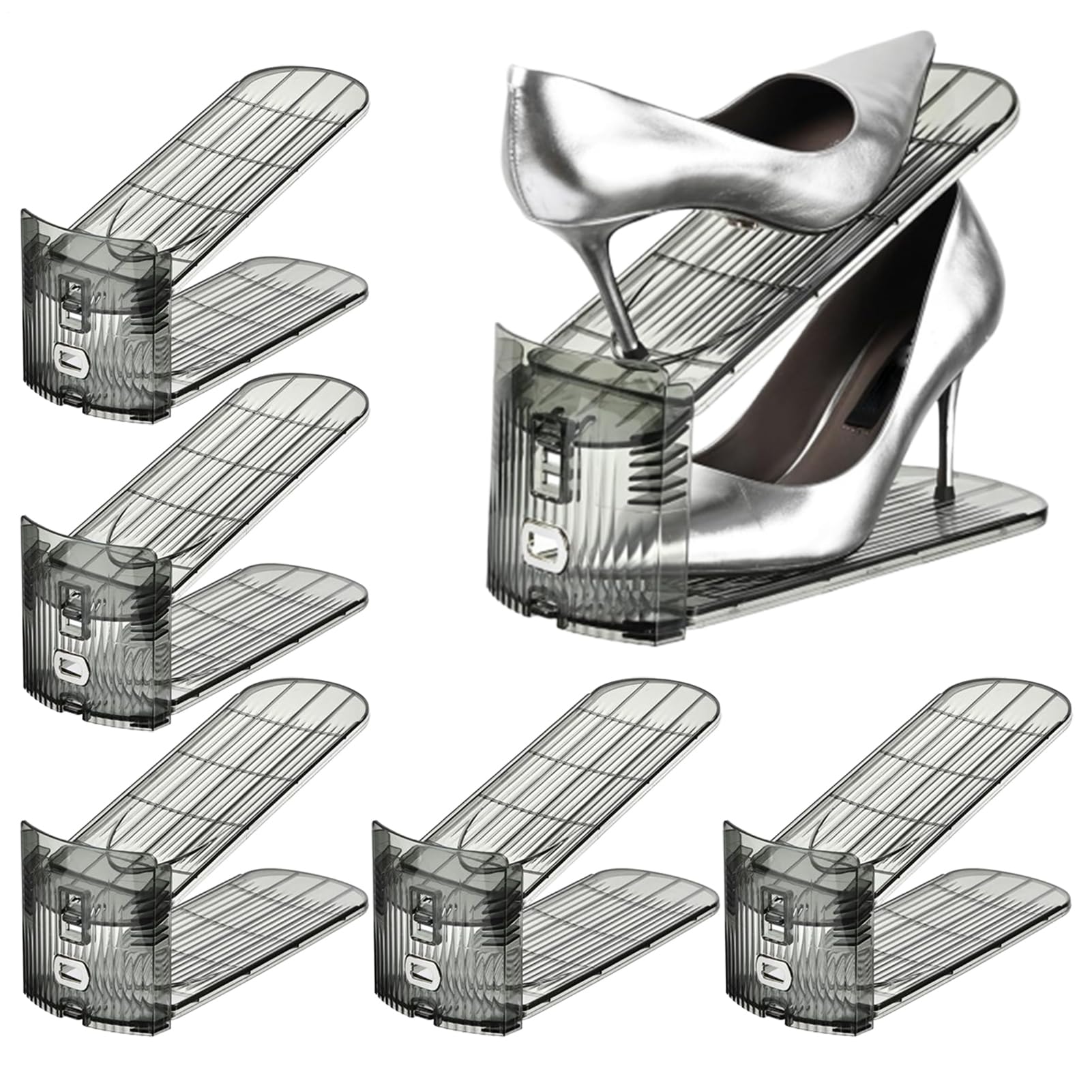 Zapatero - Juego de 6 Organizadores de Calzado, Resistente, Antideslizante y Regulable, Diseño Compacto y Apilable | Perfecto Para Hogar, Oficina, Apartamento o Vestidor