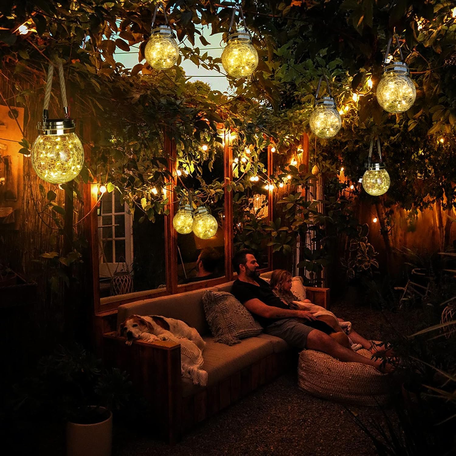 Lanterna solare, confezione da 2 lanterne da esterno con 30 LED impermeabili, decorazione da giardino, patio, luci solari decorative per esterni, cortile, esterni, luce calda