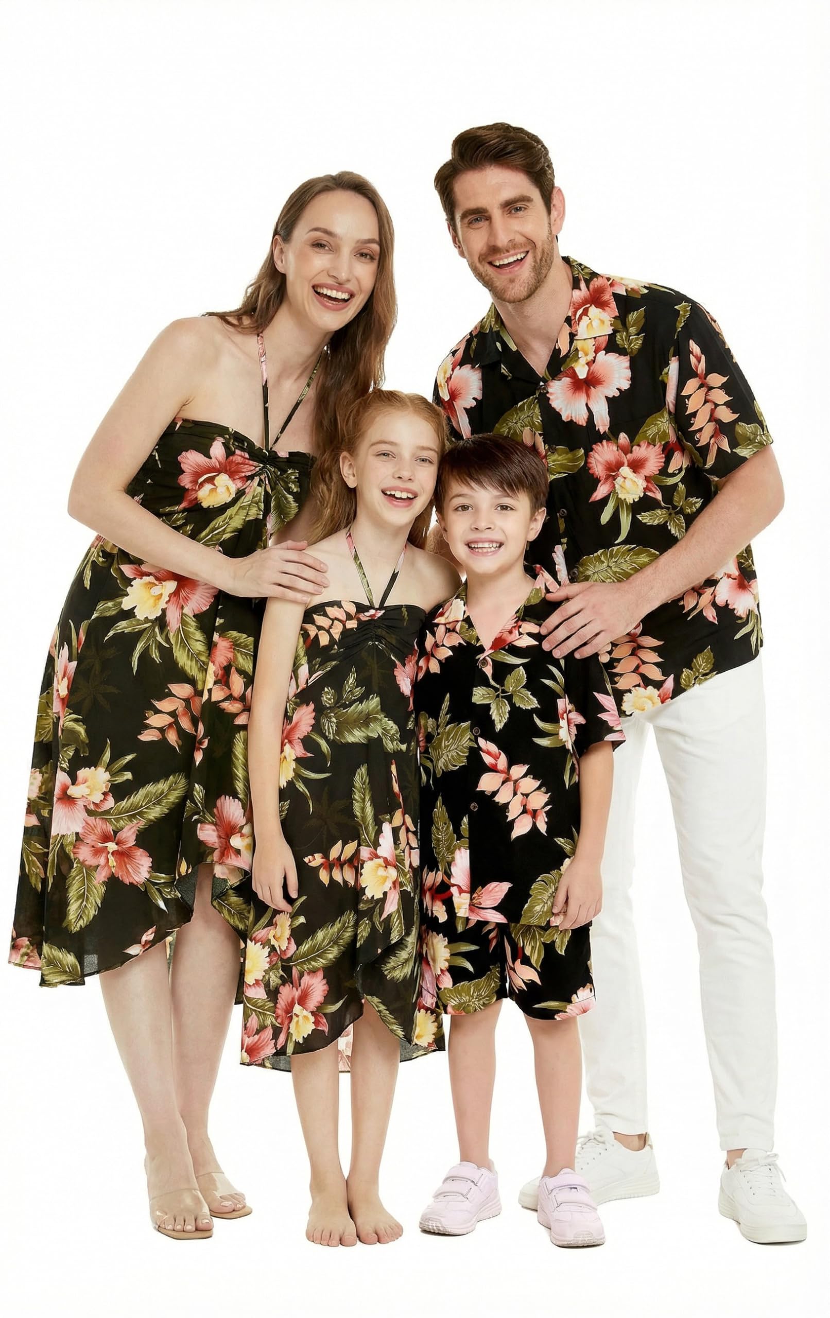 Family Matching Hawaiian Clothes, Black Rafelsia