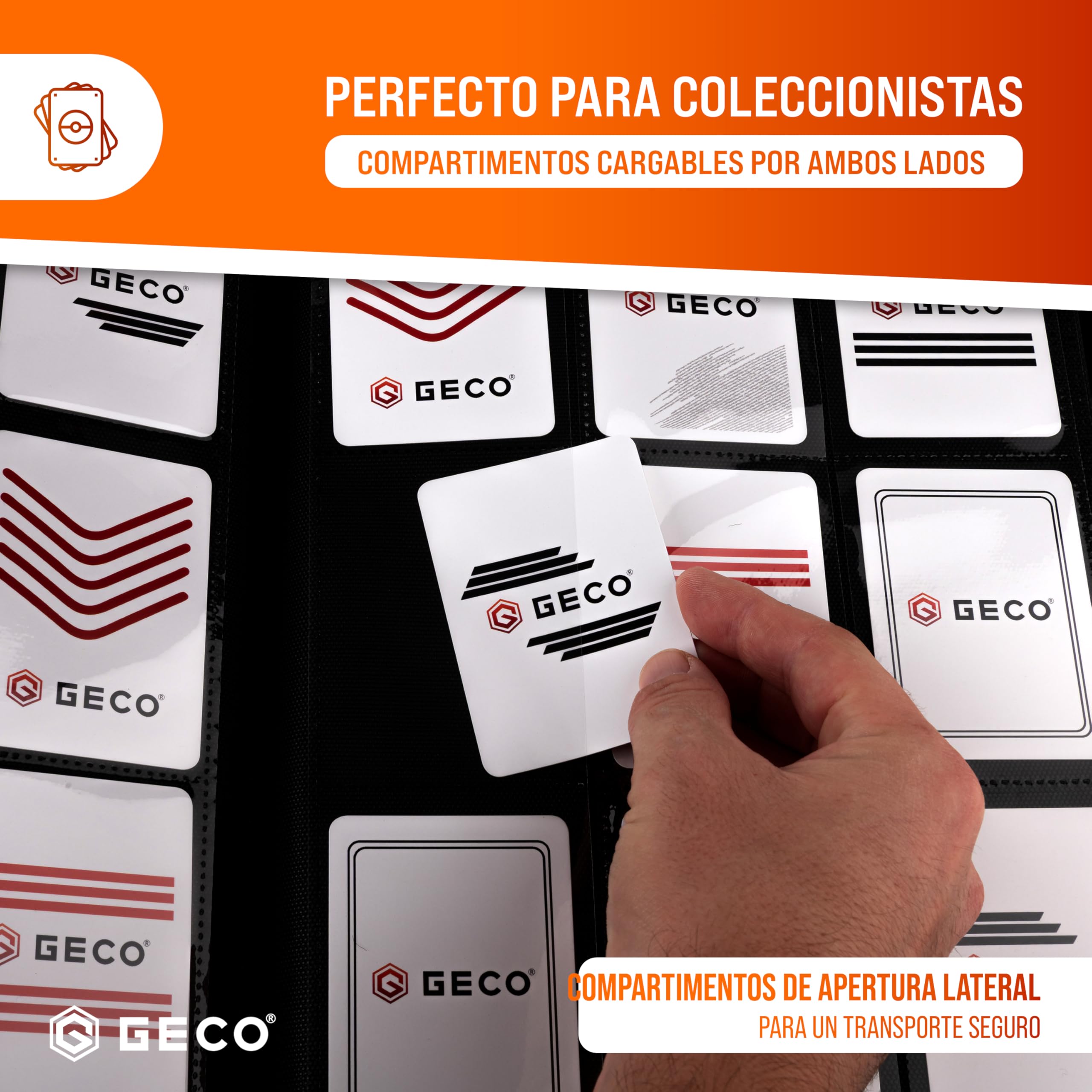 GECO Álbum Cartas Coleccionables 9 Bolsillos Premium con Cremallera – 540 Cartas – Archivador 30 Páginas Carga Lateral – Binder Trading Cards (Negro)