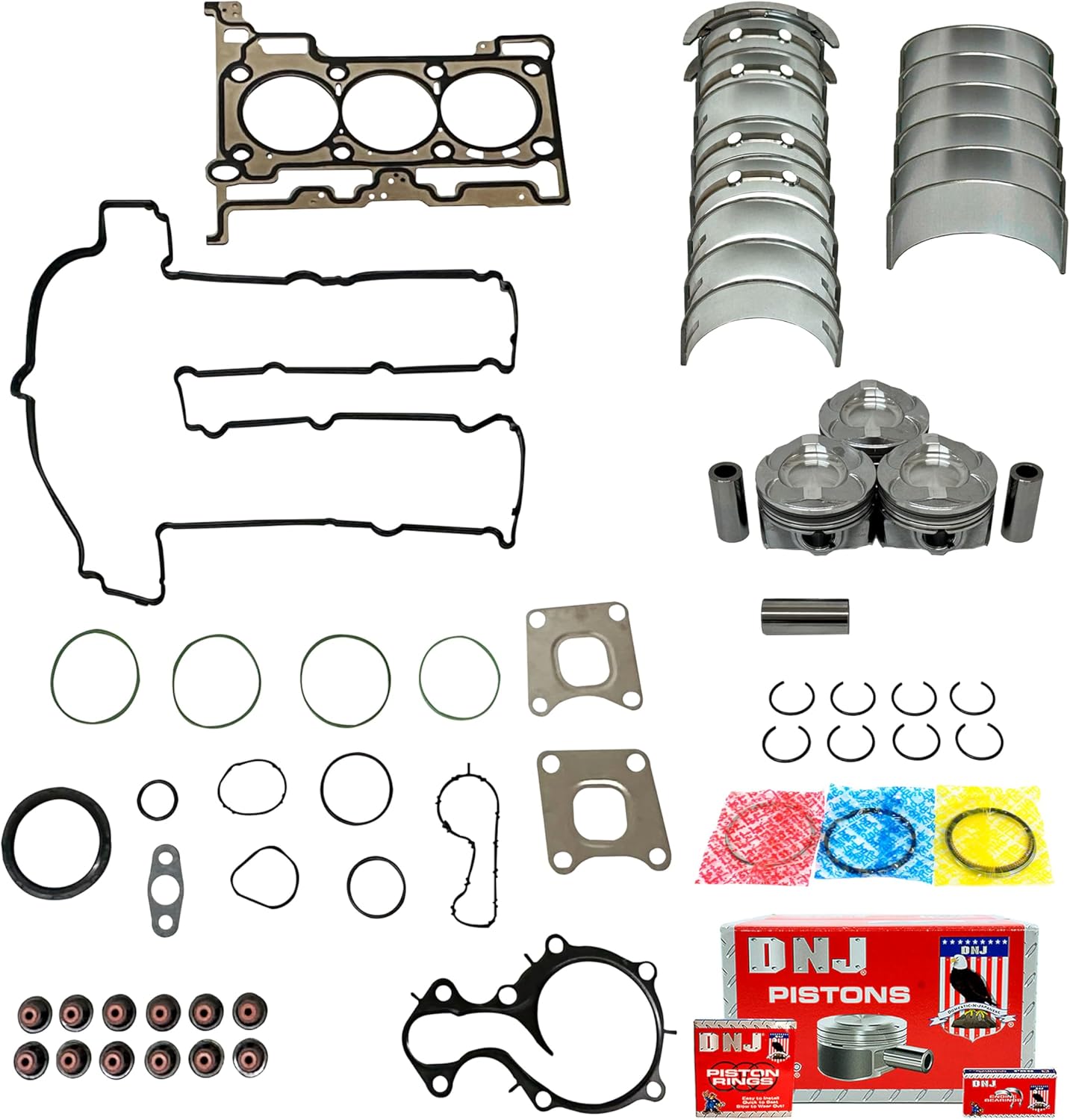 DNJ EK4311 Engine Rebuild Kit for 2014-2021 Ford EcoSport Fiesta Focus 1.0L L3 12V DOHC 999cc