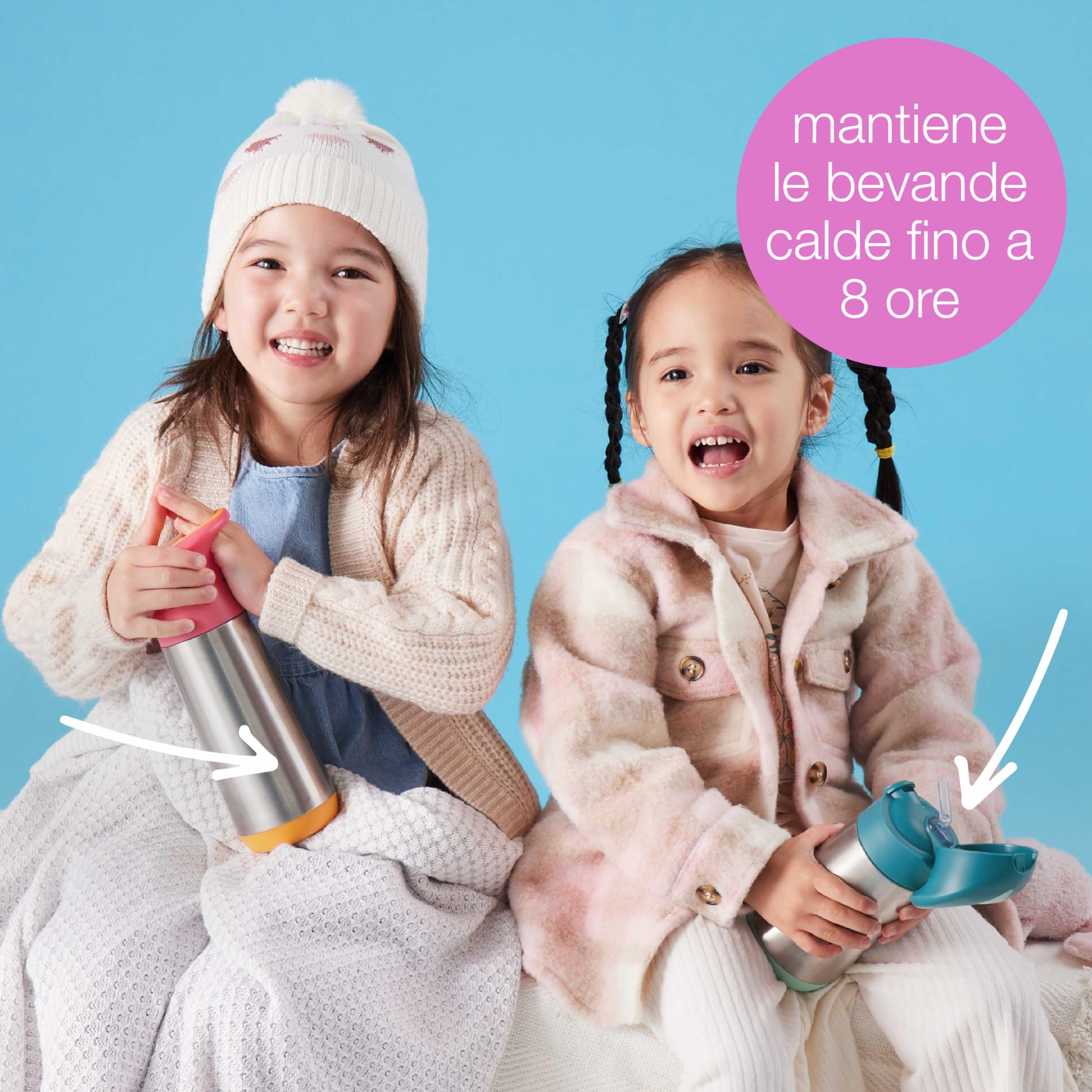 b.box Borraccia Termica | Borraccia Bambini in Acciaio Inossidabile a Doppia Parete | Mantiene le Bevande Fredde Fino a 15 Ore, Calde fino a 8 Ore | 500 ml