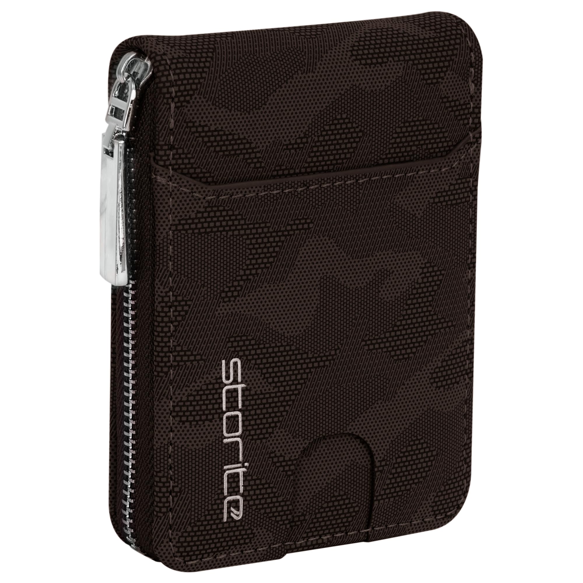 PU Leather 9 Slot Vertical Credit Debit Card Holder Money Wallet Zipper Coin Purse for Men Women - (11.5 Cm X 8 Cm X 2Cm -Dark Coffee)