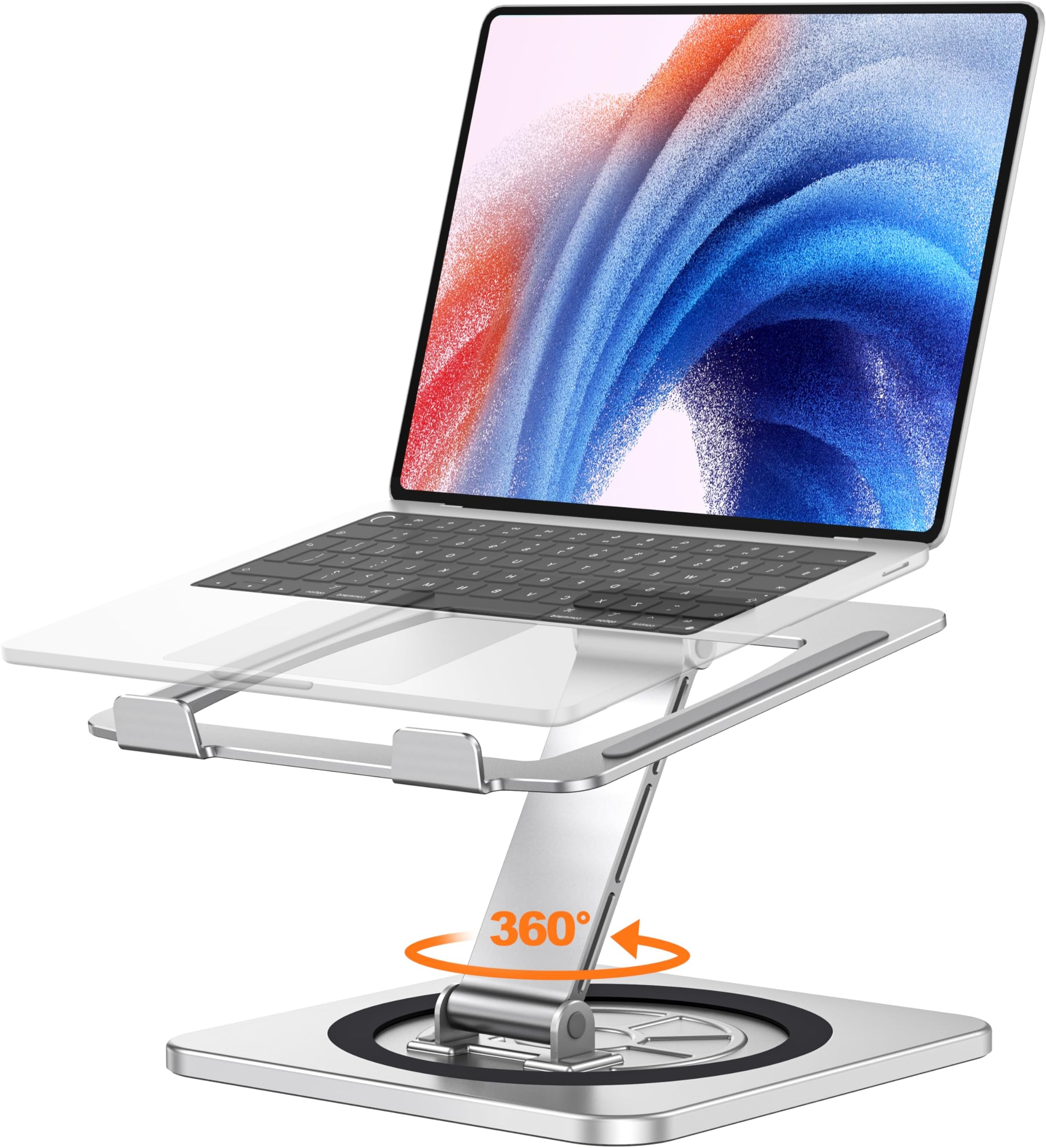 EOIWUY Laptop Stand with 360° Swivel Base, Portable Foldable Laptop Riser for Desk, Ergonomic Adjustable Cookbook Holders Computer Stand Holder for Team Work, Compatible with MacBook Pro/Air (10-16")