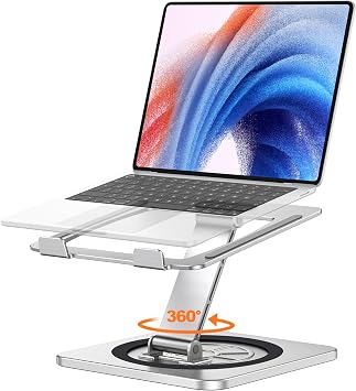 EOIWUY Laptop Stand with 360  Swivel Base, Portable Foldable Laptop Riser for Desk, Ergonomic Adjustable Cookbook Holders Computer Stand Holder for Team Work, Compatible with MacBook Pro/Air 10-16"