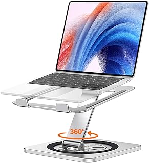 Support Ordinateur Portable Rotation 360°, Support PC Portable Bureau Réglable à Refroidissement Rapide, pour Travail d'Équipe Laptop Stand Ergonomique Racks Compatible avec Tous Laptops 10-16