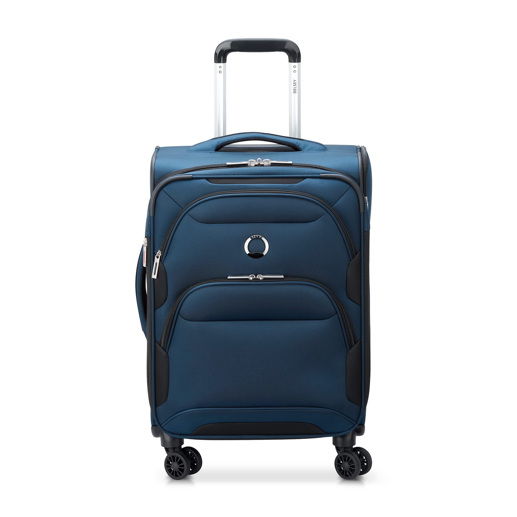DELSEY Paris Sky Max 2.0 Softside Expandable Luggage with Spinner Wheels, Blue, Carry-on 21 Inch