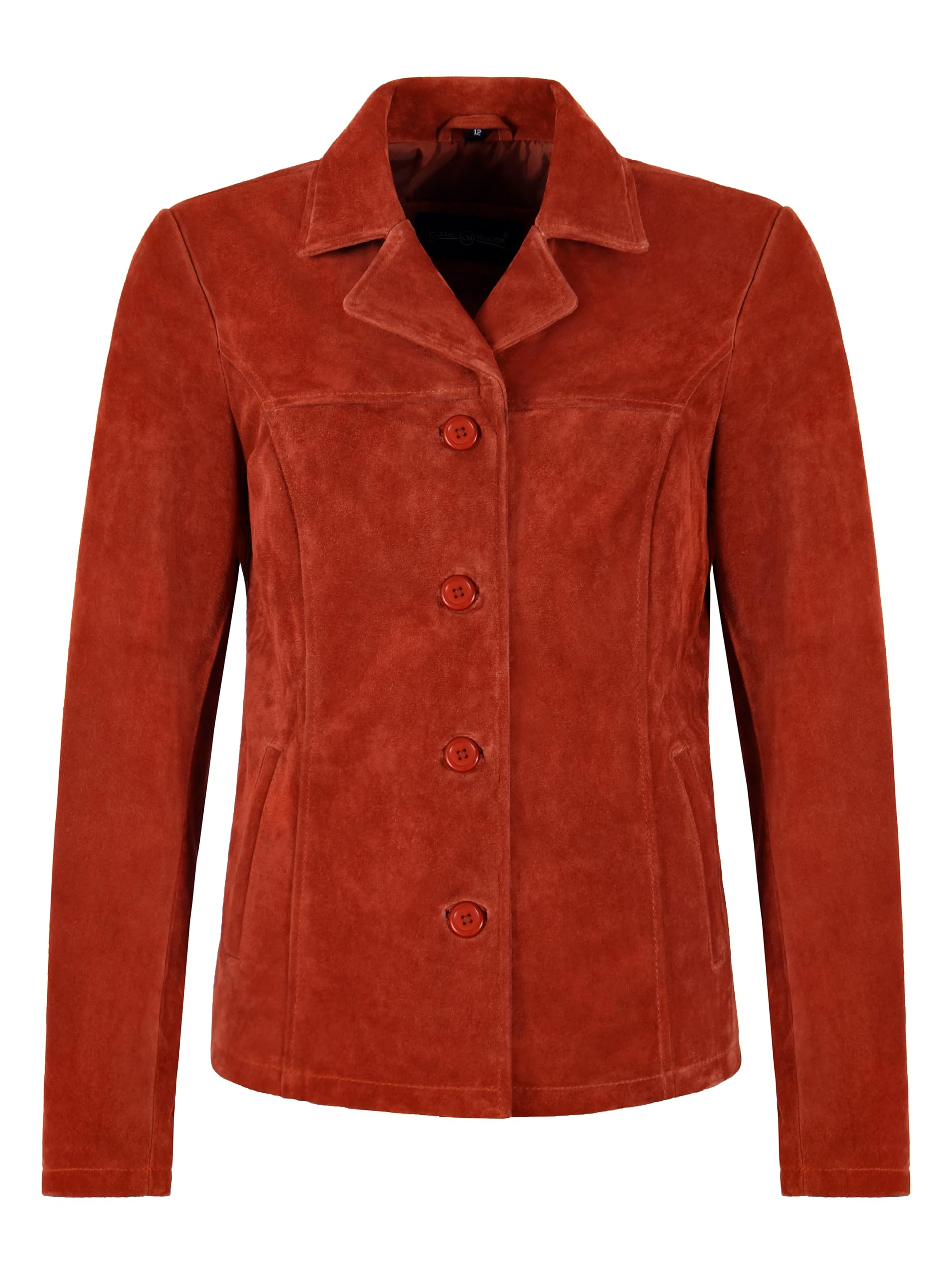 Giacca da donna in vera pelle scamosciata con bottoni a scatola, modello blazer classico Jennifer 8728