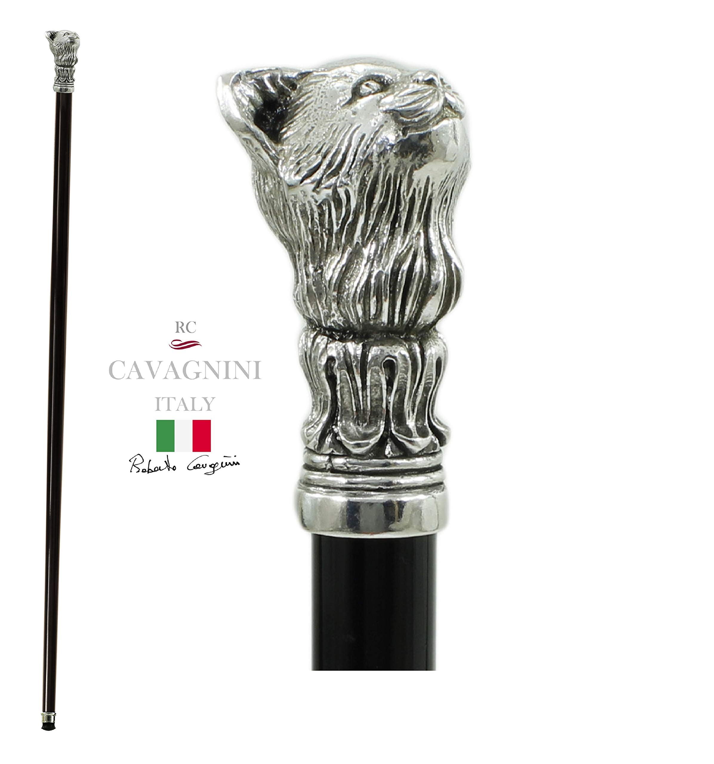 Bastón de Paseo Cavagnini ortopédico Negro Elegante Artesanal de Haya y Metal Personalizable para Hombre Mujer Ceremonia Novio Grabado Nombre Regalo Lujo anciana señora Made in Italy