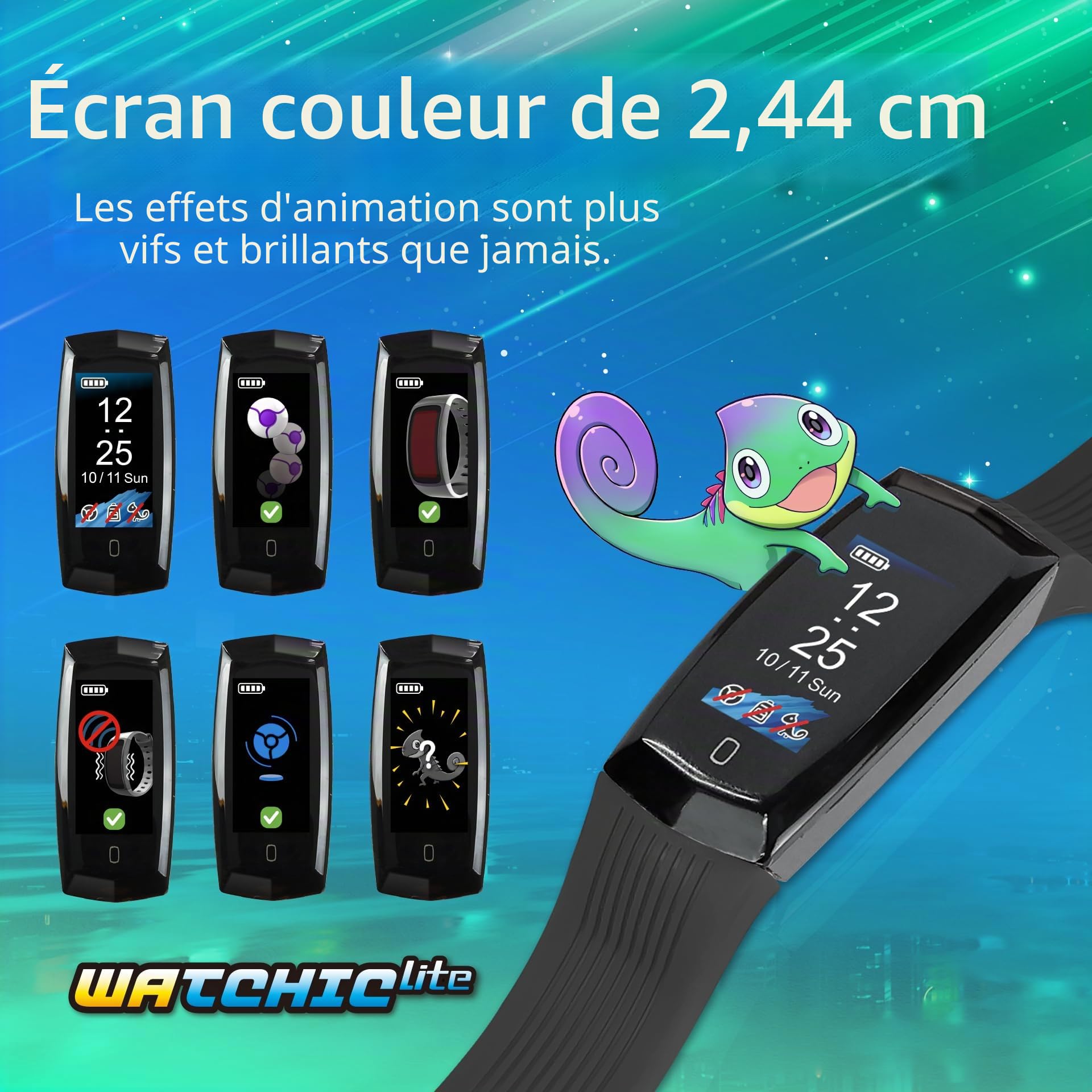Brook Watchic Lite Édition Exclusive Officielle – Montre Auto Catch + Auto Spin, Écran Couleur 0,96″, Étanche IPX7, Autonomie 240 h, Porte‑clés Inclus