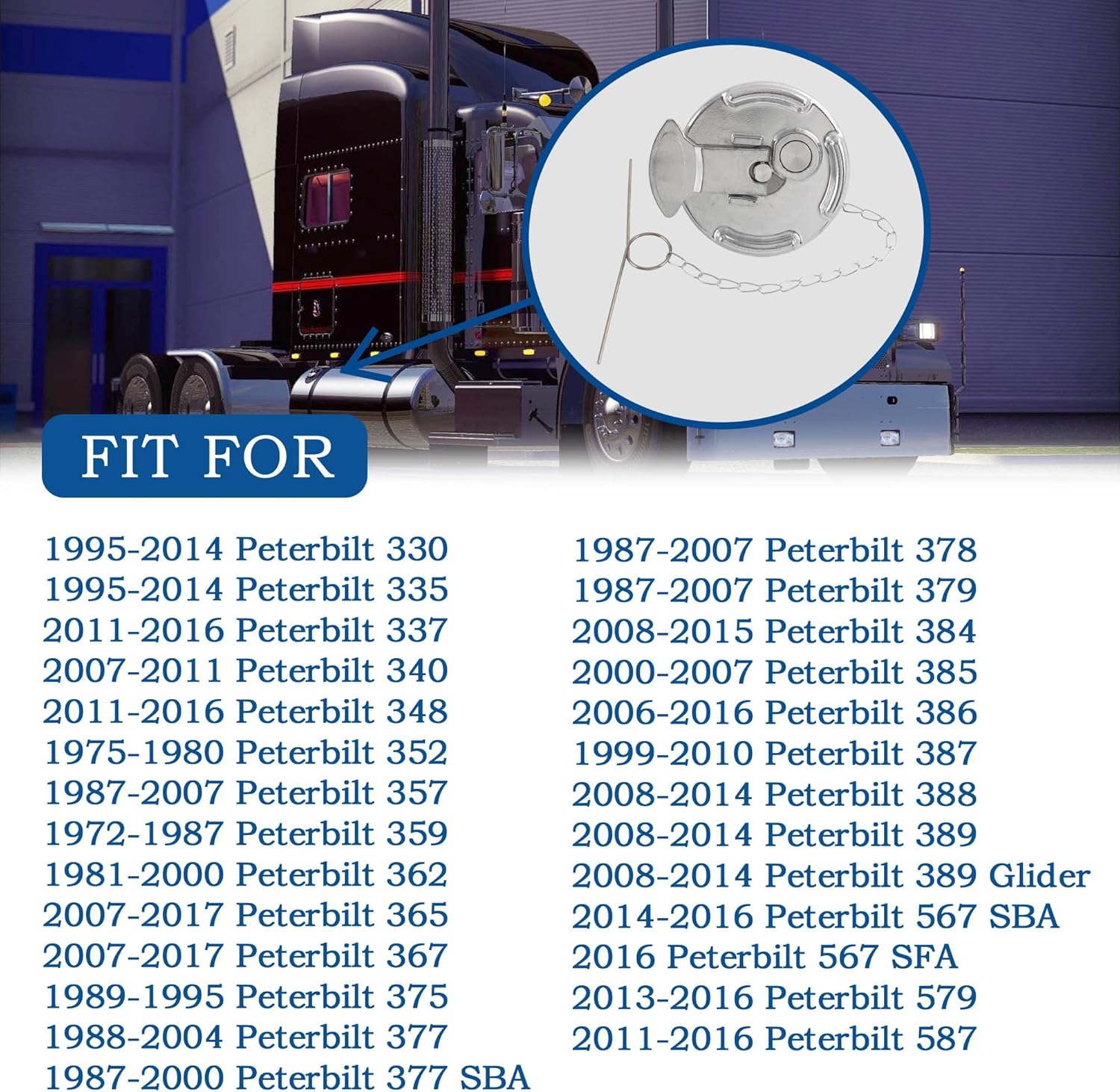 2 PSC 11-04859-100 Truck Fuel Tank Gas Cap 4In Lever Style Compatible With 1972-2017 Peterbilt Semi Trucks Diesel Fuel Cap. Replaces# 11-04859-200, 572.1015, 600212, 11-04859-100