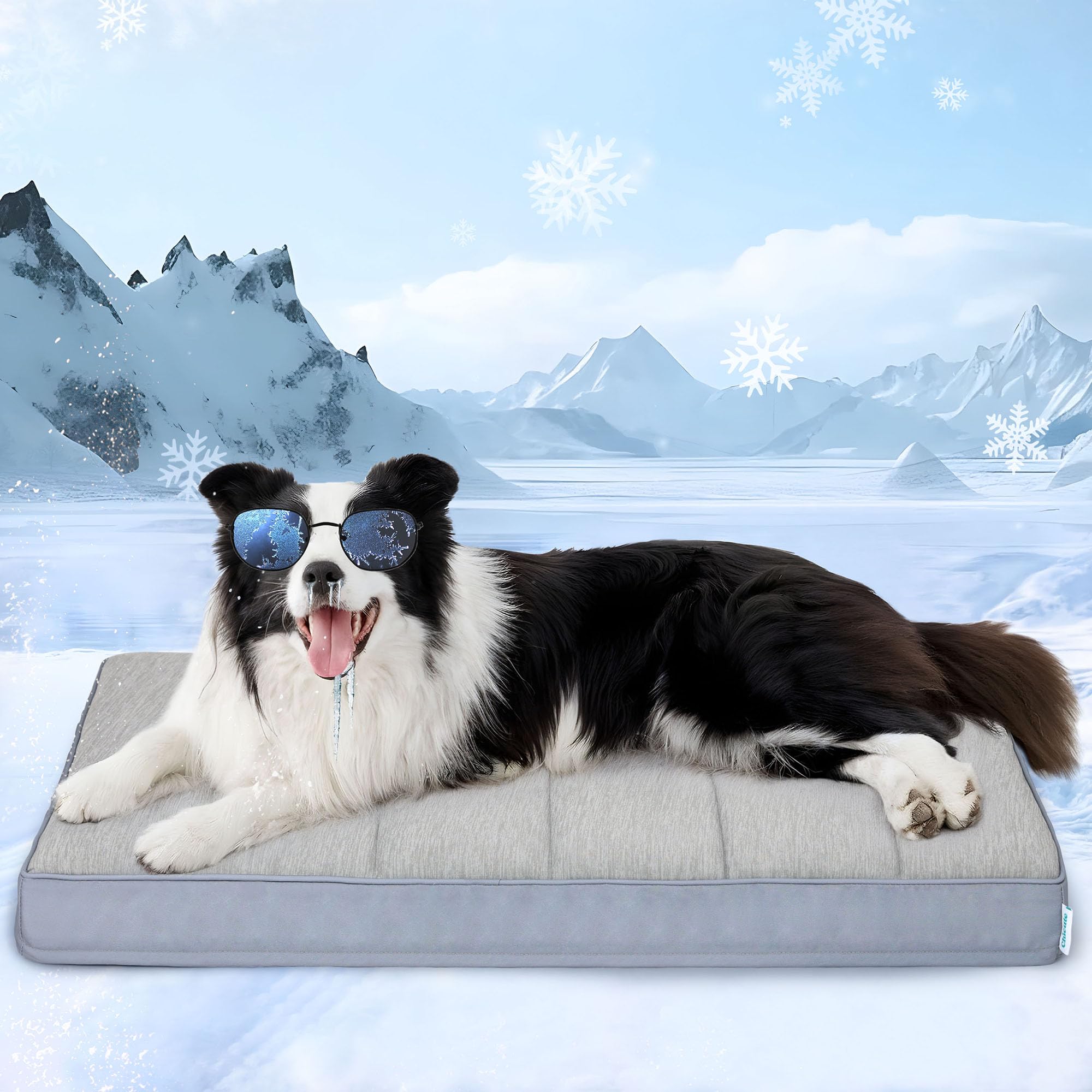 ZAKAPAWS Cooling Dog Bed for Large Dogs - Orthopedic Pet Beds with Memory Foam, QMAX>0.5, Waterproof Removable Washable Cover for Hot Weather, Grey, 35" L x 23" W x 3" H — image 1