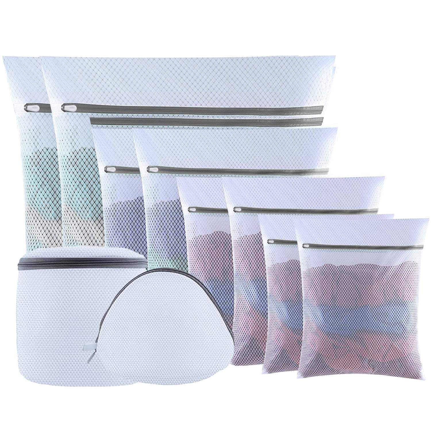 Bolsa De Lavandería Con Cremallera De Red - Pack 10 Unidades 4 Tamaños, Para Ropa Delicada, Ropa Interior, Sujetadores, Ideal Para Lavadora