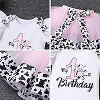 Vista 19 de IBTOM CASTLE Conjunto de ropa para niñas de 1er cumpleaños con diseño de pasteles, falda tutú, diadema y accesorios para fotos Rosa - dos largos