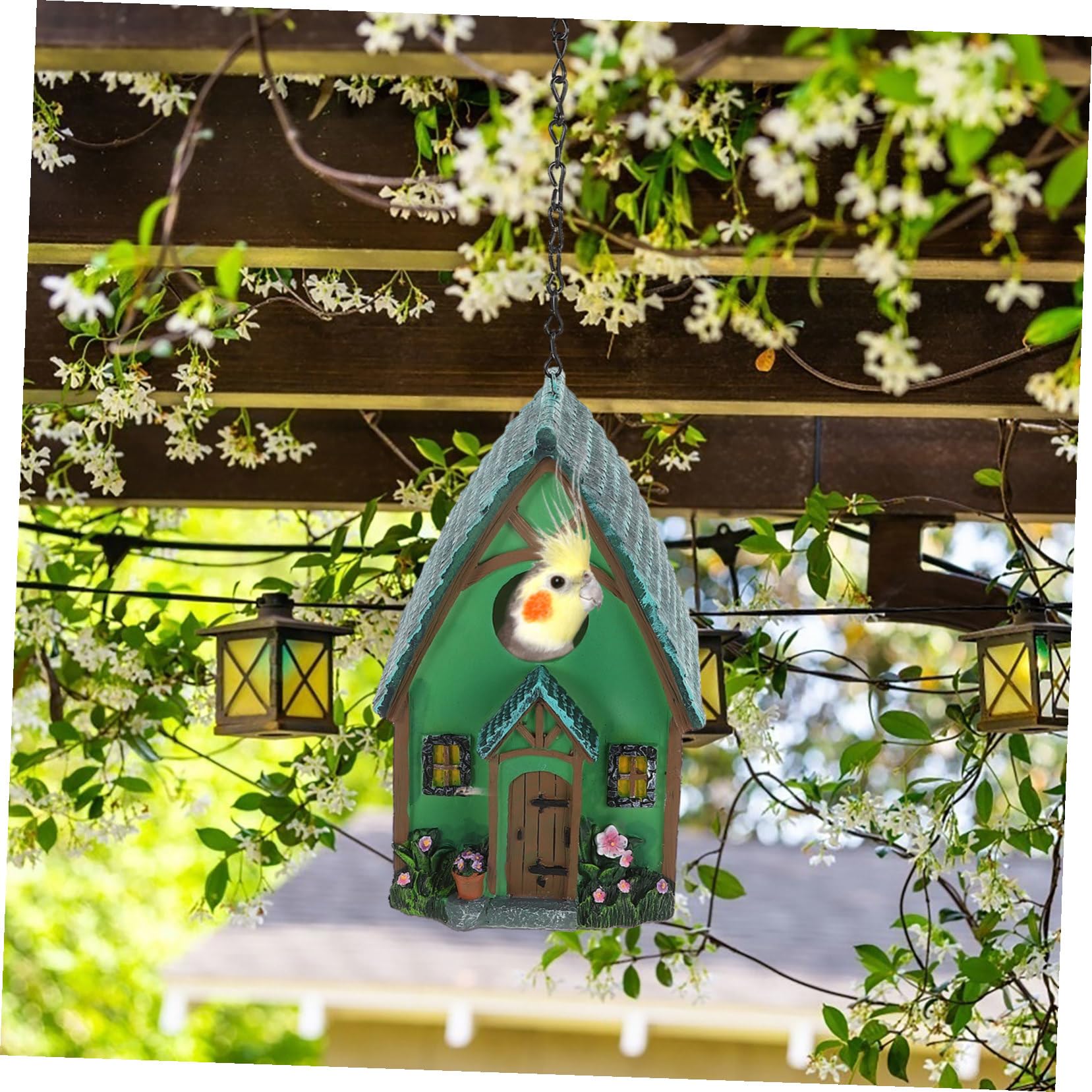 Kleiner als Kunstharz Wetterfestem Vogelnistkasten aus Gartenvogelhaus Einfach zum Aufhängen Robust Stilvoll für Balkon und Baum