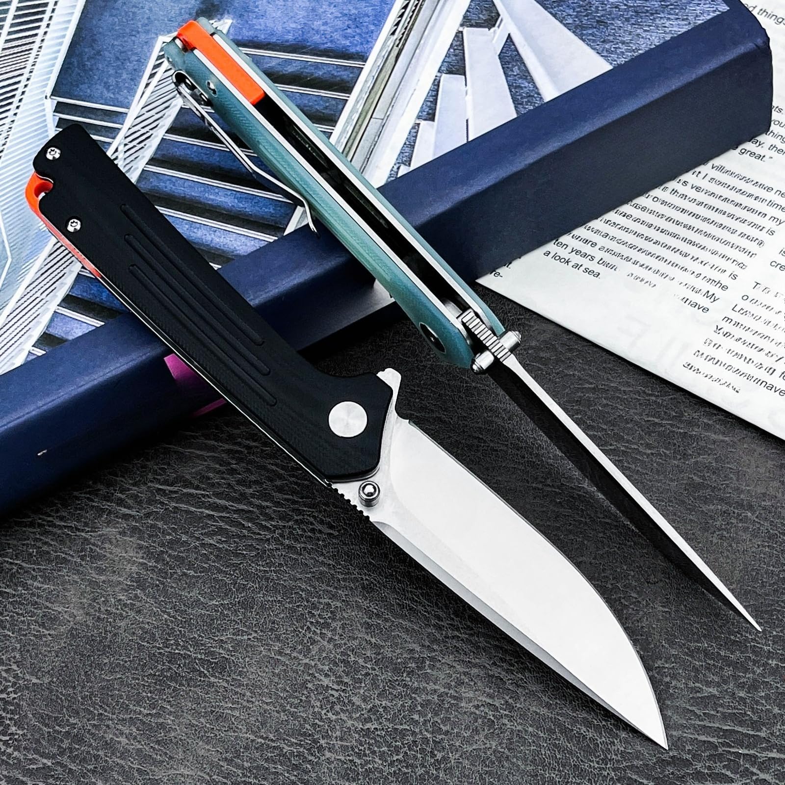 Generisch Gesamtlänge 20,5 cm Klappmesser D2 G10 Taschenmesser，Blau