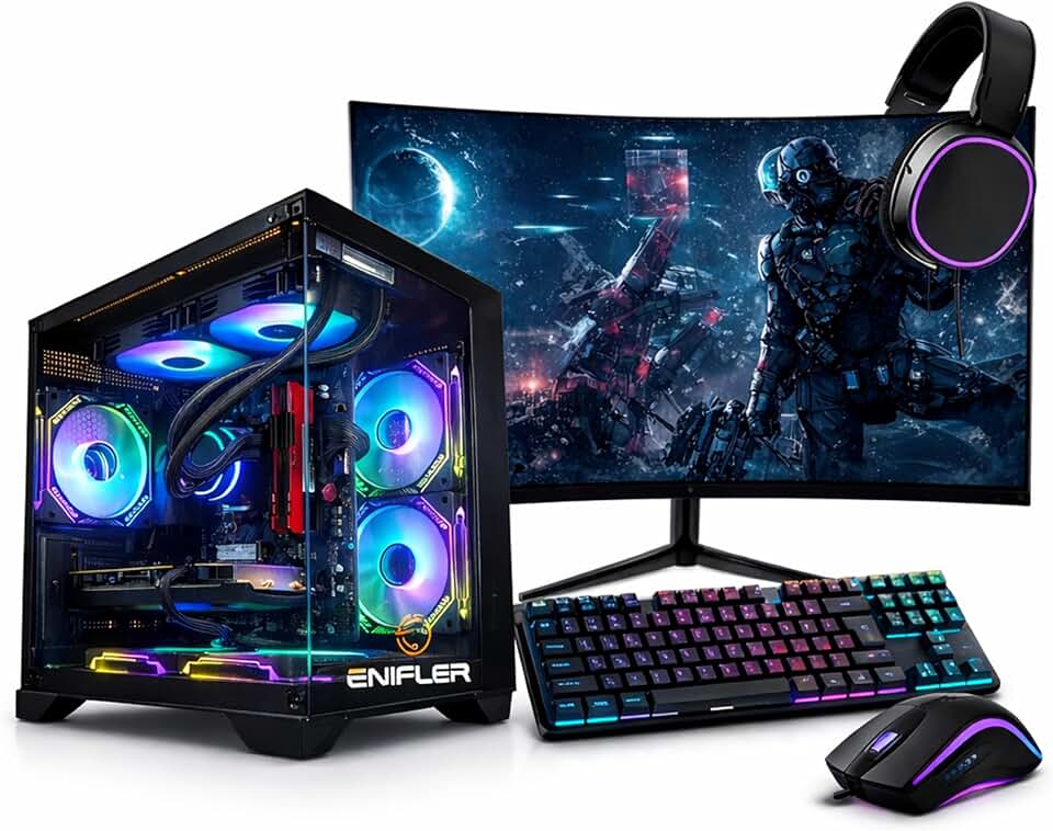 PC Gamer Completo AMD Ryzen 5 5600GT, 16GB DDR4, SSD 480GB, 500W 80 Plus, Monitor 21.5", Teclado, Mouse, Headset, Windows 11 Pro, PCGT12-E