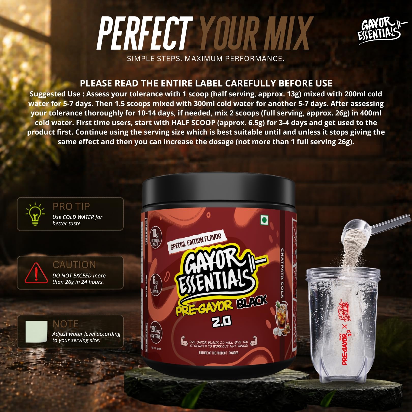 Pre Gayor Black 2.0 Optimally Dosed Pre-Workout (Cola,338g) — Amazon image 10