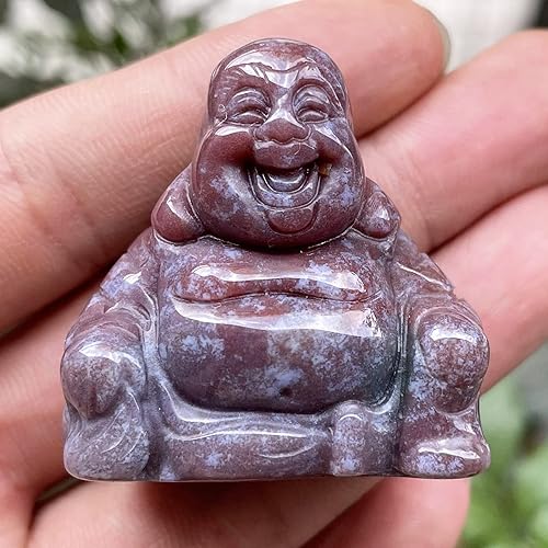 Vista 55 de Fekuar Estatua de Buda Feliz de Aventurina Roja, tallada a mano Maitreya Laughing Buda, escultura de bolsillo de cristal curativo de 1.5 pulgadas