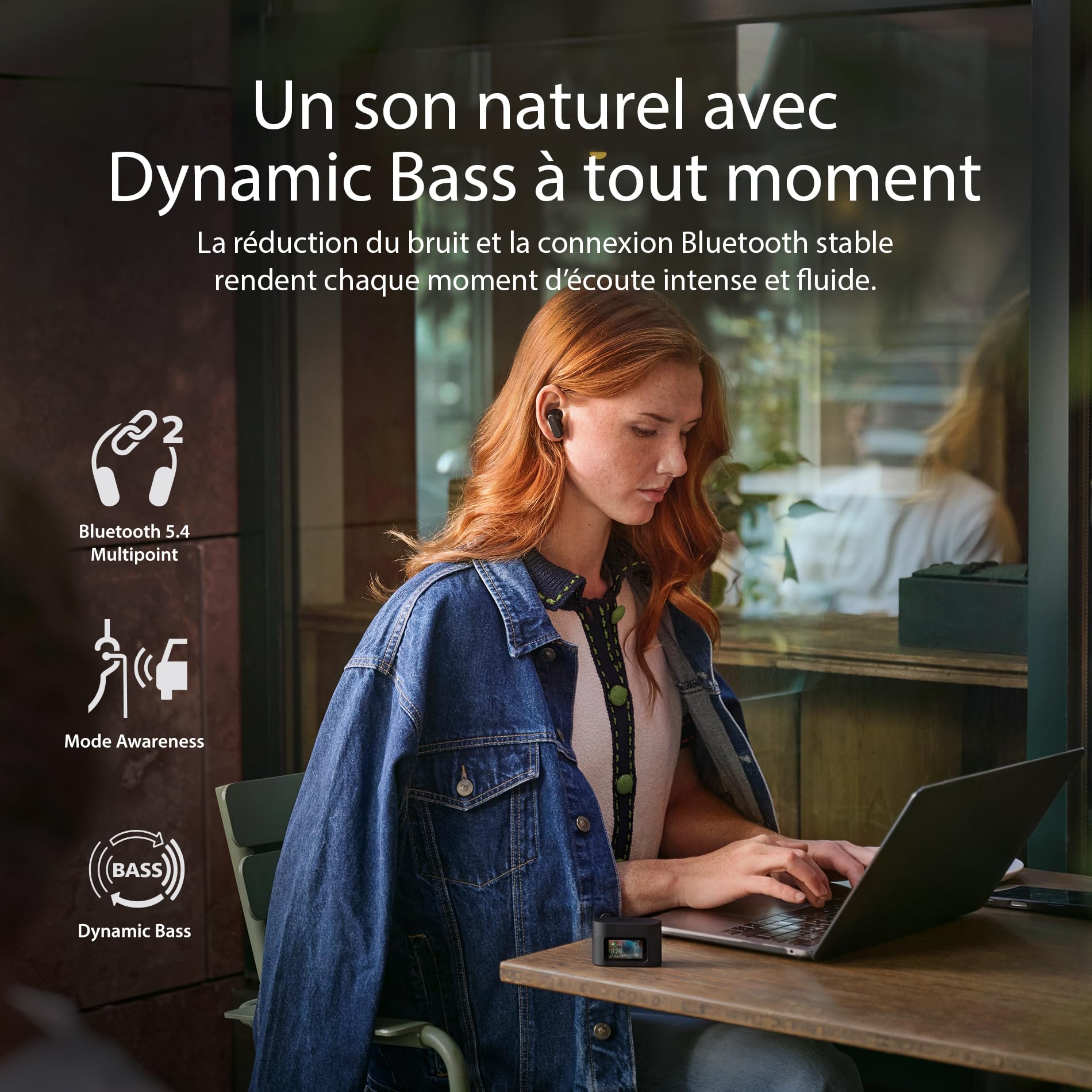 PHILIPS TAT6100BK Écouteurs True Wireless avec Boîtier de Charge Intelligent – Réduction de Bruit, 4 micros, Basses dynamiques, 28 h d’autonomie, Bluetooth 5.4, IPX5, Commandes tactiles – Noir