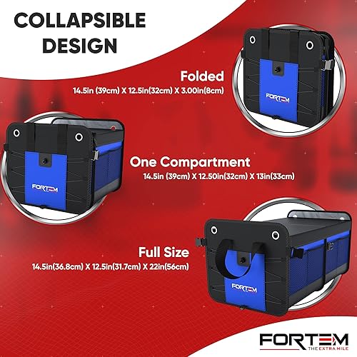 Miniatura 4 de FORTEM Organizador de maletero de coche, plegable, impermeable, parte inferior antideslizante, correas, almacenamiento de carga