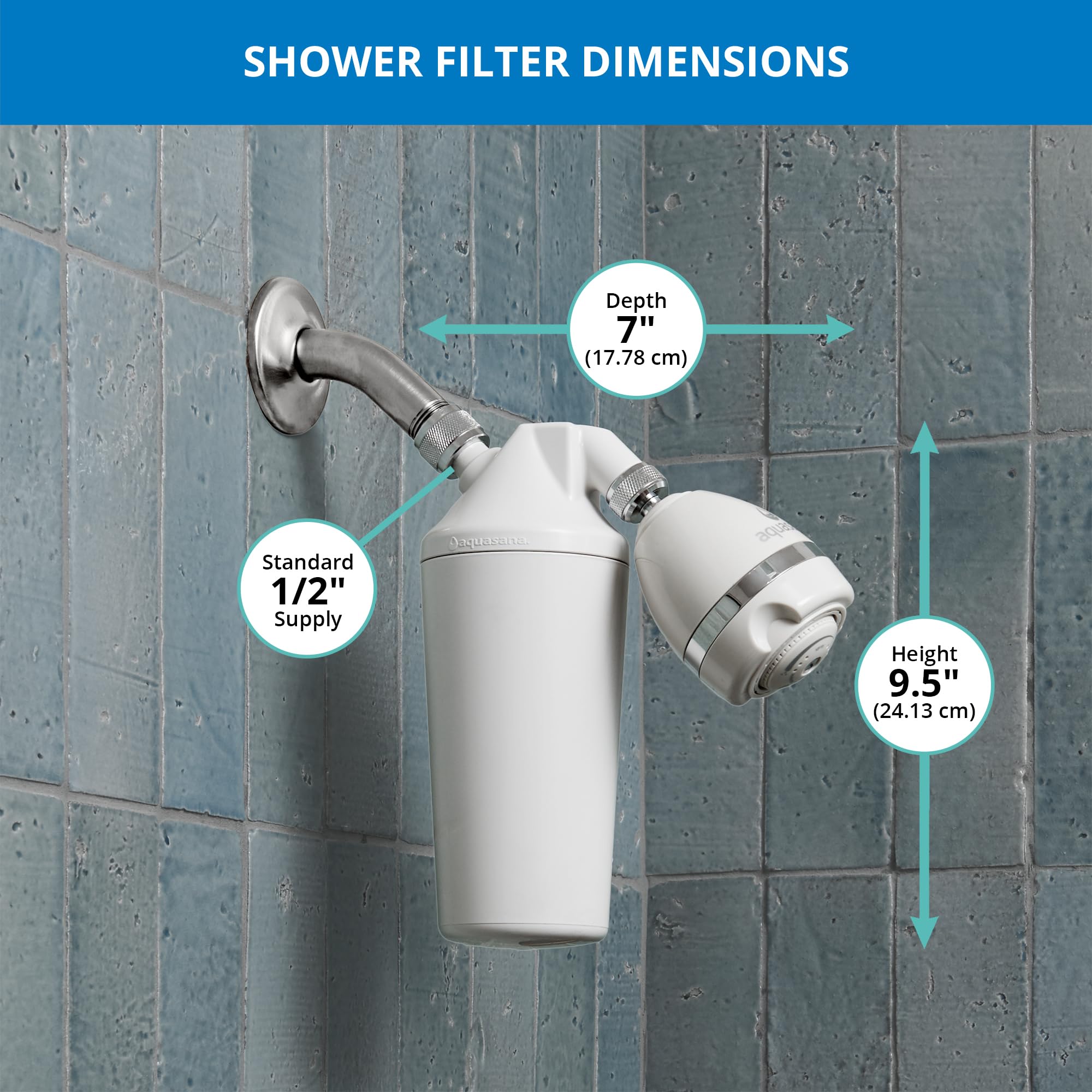 Aquasana AQ-4100-E Filtro de ducha certificado WaterSense, sistema de agua con cabezal ajustable, filtración KDF 90% cloro-carbono