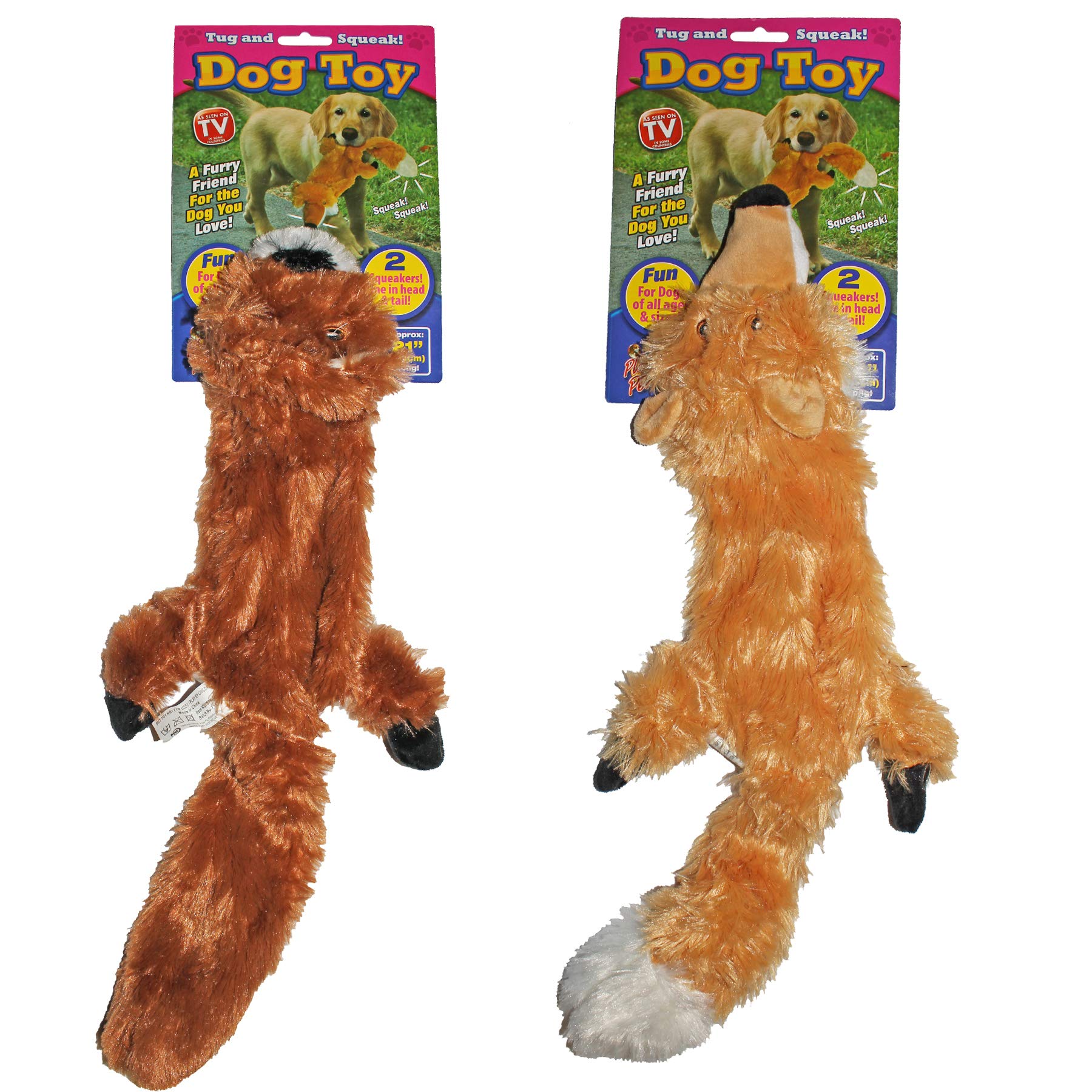 Playful Pets Roadkill Tug and Squeak Dog Toy Random Fox or Squirrel Design