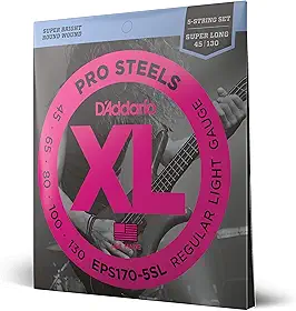 Encordoamento Para Baixo 5 Cordas Escala Super Longa .045-.130 D'Addario XL Pro Steels EPS170-5SL