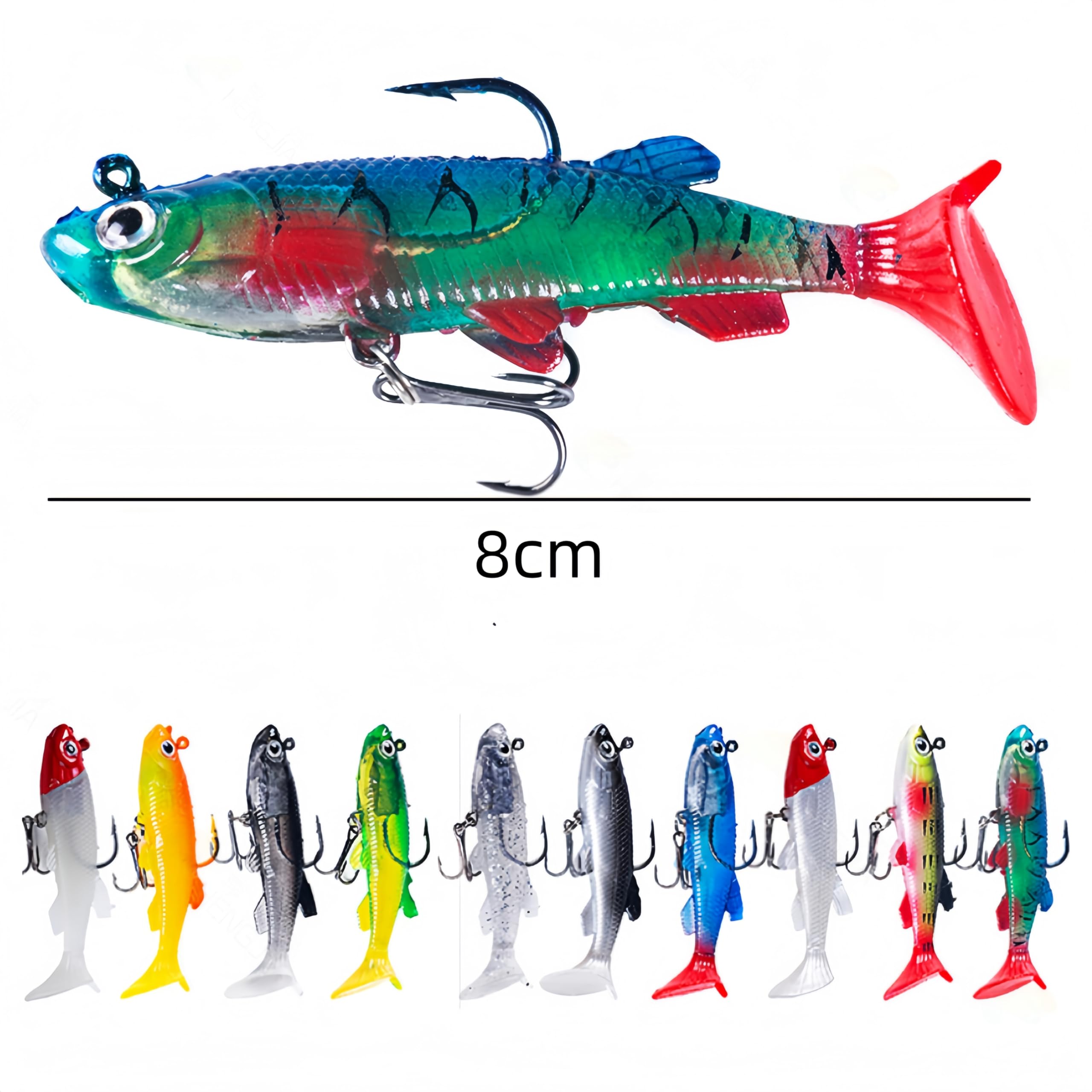 CAASFOOY 10 Stck knstliche Angelkder, Kder, weiche Fischkder, Bass- Angelkder, Kunstkder zum Angeln von Spitzen, Forellen und  fleischfressenden Fischen, fr S- und Salzwasser : Amazon.de: Sport &  Freizeit