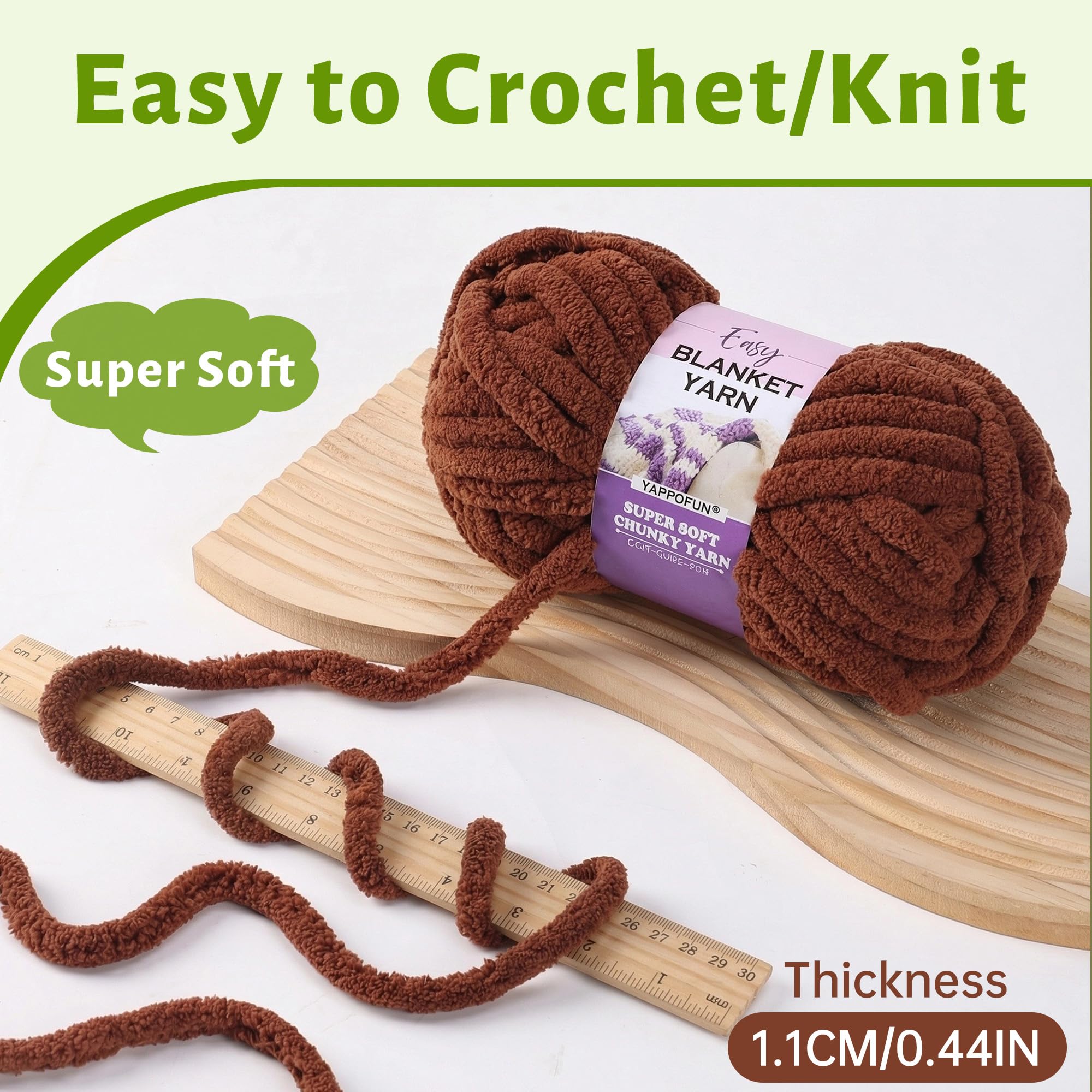 2 Pack Chunky Chenille Yarn for Crocheting Hand Knitting,Soft Thick Bulky Chunky Fluffy Plush Velvet Crochet Blanket Yarn for Crocheting Baby Blankets/DIY Crafts/Home Decor 2 * 100g(Black White Grey - 5