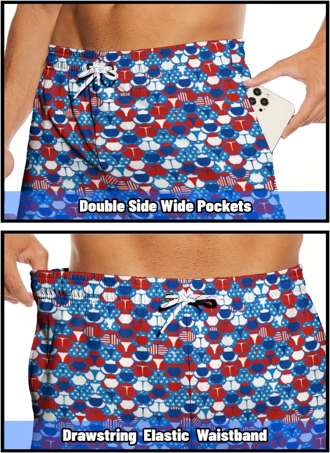 Men's Swim Trunks with Compression Liner 5" Inseam Mens Quick Dry Board Shorts with 4 Pockets for Beach Vacation - Image 7