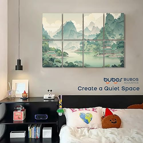 Miniatura 197 de BUBOS Paquete de 8 paneles acústicos artísticos insonorizados, paneles de pared de 47.2 x 31.4 pulgadas, paneles de pared acústicos decorativos