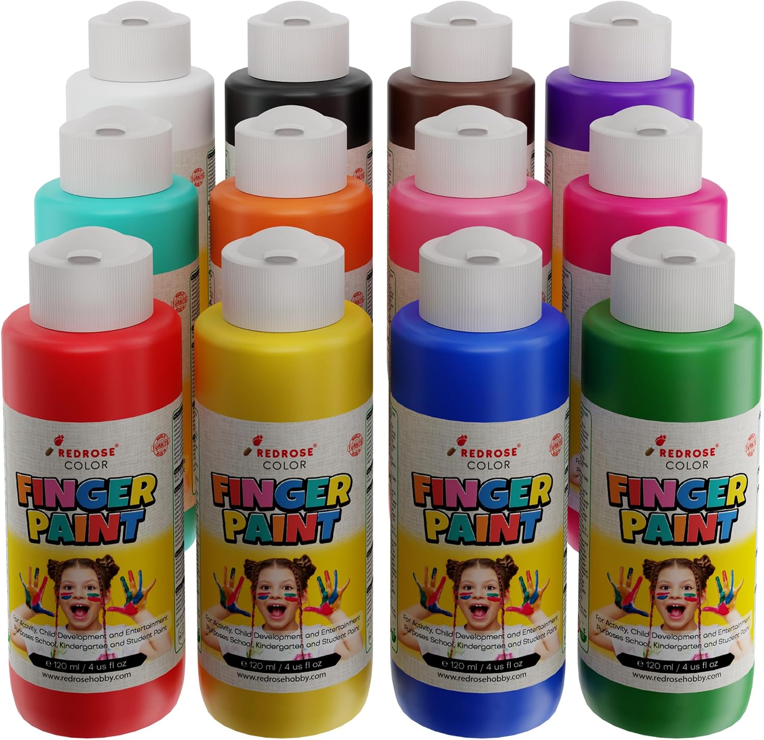 Tüm Renkler Parmak Boyası 12'li Set 12x120ml
