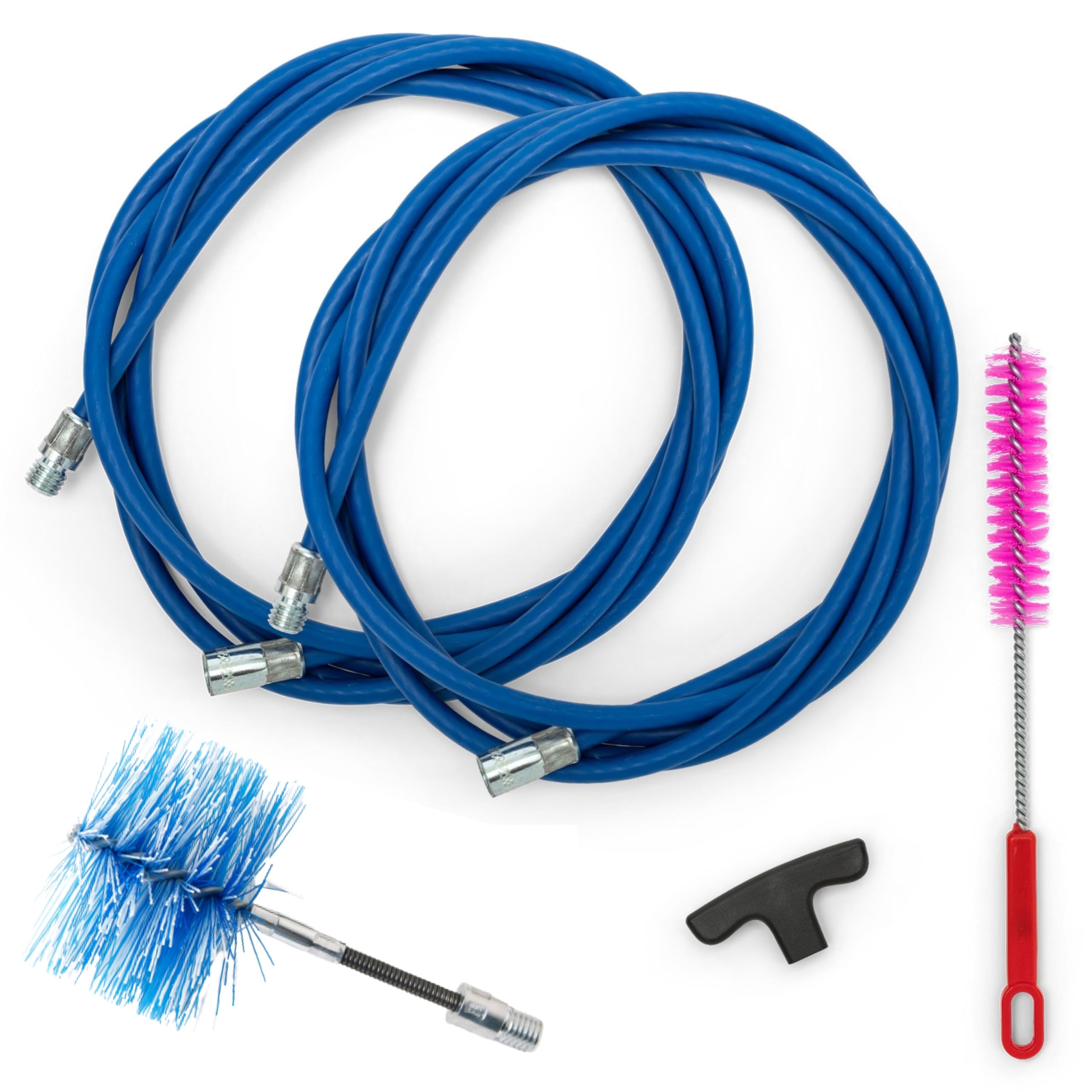 BARETTO Pellet Stove Cleaning Kit, 6 Metre Extension for Cleaning Flue Pipes with 90° Bend, Multi-Purpose Brush, Handle and 1 Nylon Flex Brush 80 mm (6 M)