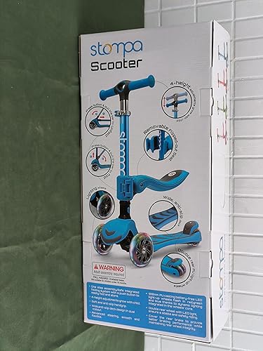 Miniatura 10 de Stompa Patinete 2 en 1 para niños, 3 ruedas iluminadas, manubrio ajustable, asiento plegable extraíble, cubierta antideslizante, scooters para niñas