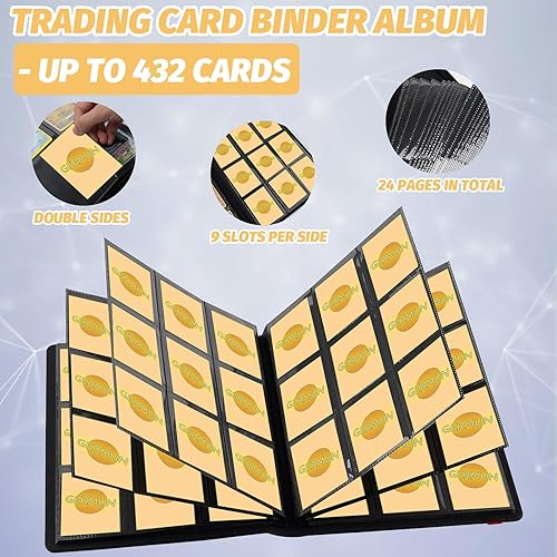 Miniatura 4 de Carpeta de tarjetas, 9 bolsillos para 432 tarjetas, carpeta de tarjetero, álbum de tarjetas para Yugioh, MTG y otros TCG, rosa